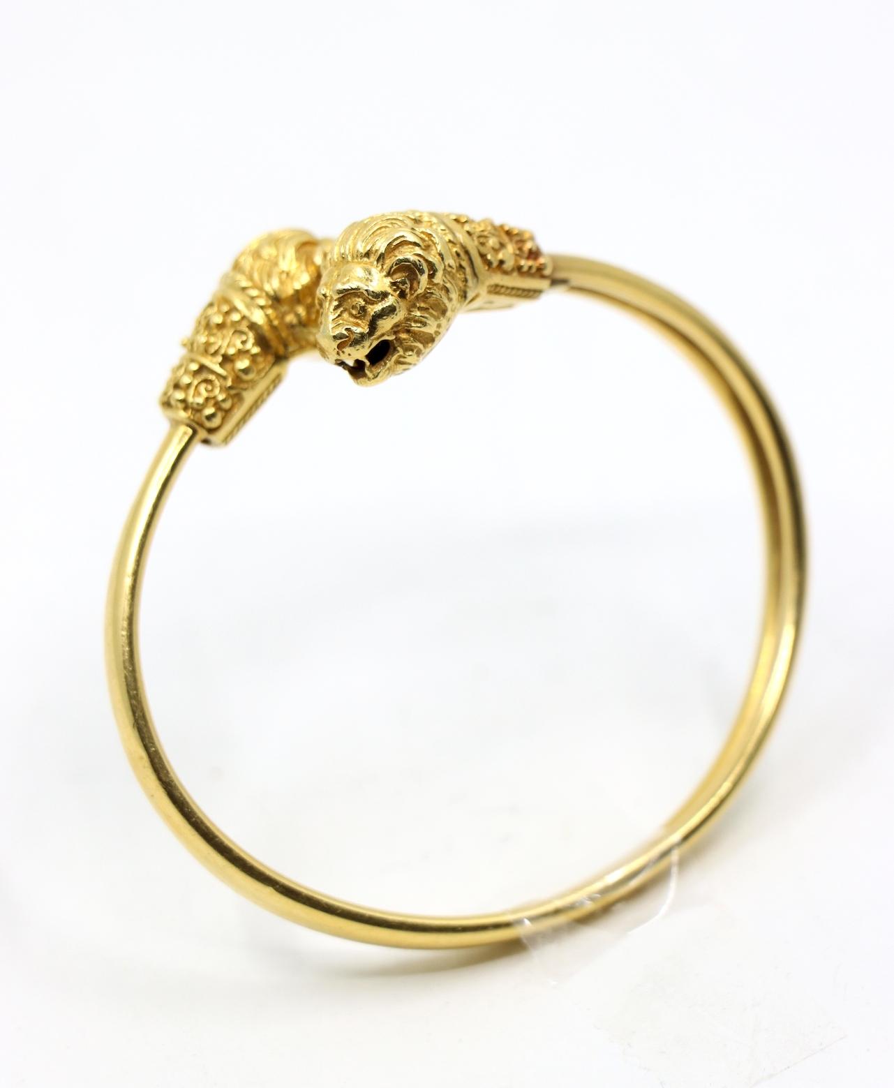 Attrib. Zolotas 18K Gold Lion Cuff Bracelet