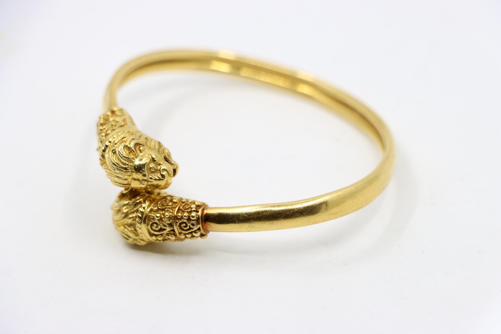 Attrib. Zolotas 18K Gold Lion Cuff Bracelet