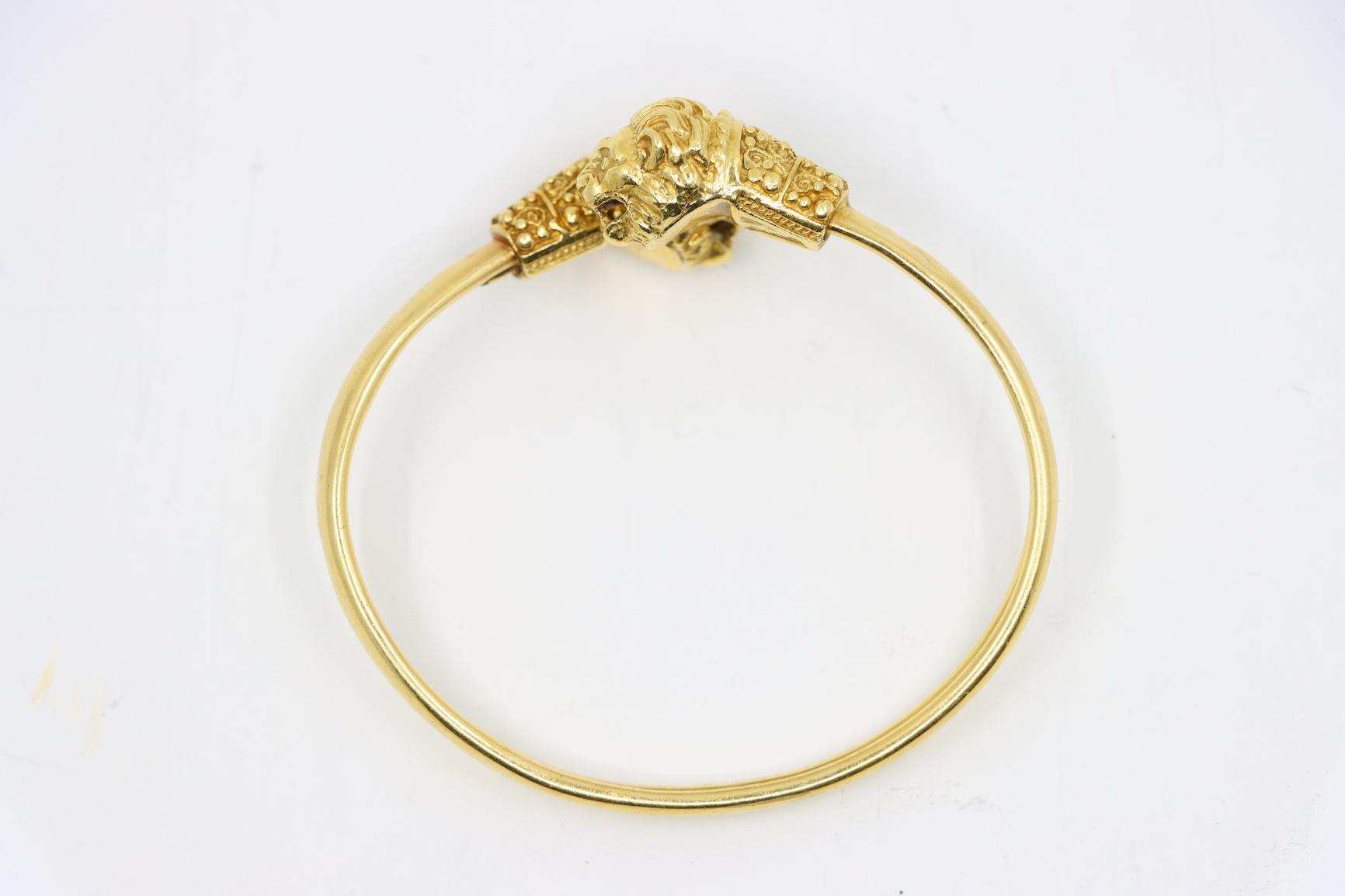 Attrib. Zolotas 18K Gold Lion Cuff Bracelet