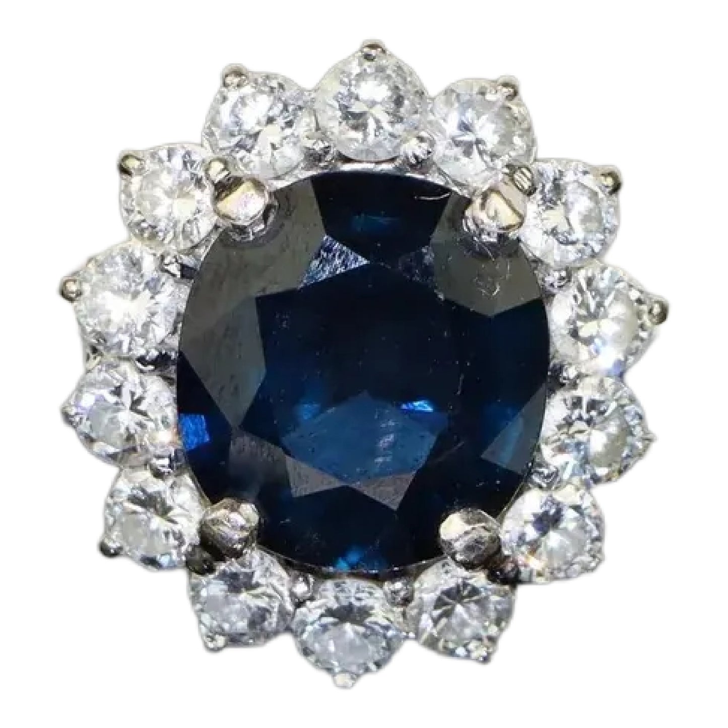 18K White Gold Sapphire Diamond Ring