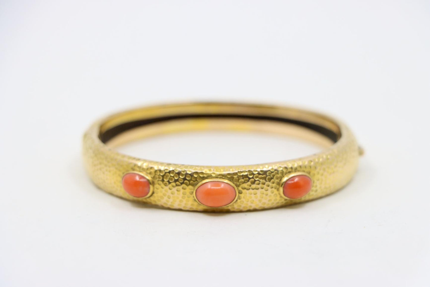 14K Gold Coral Bangle Bracelet