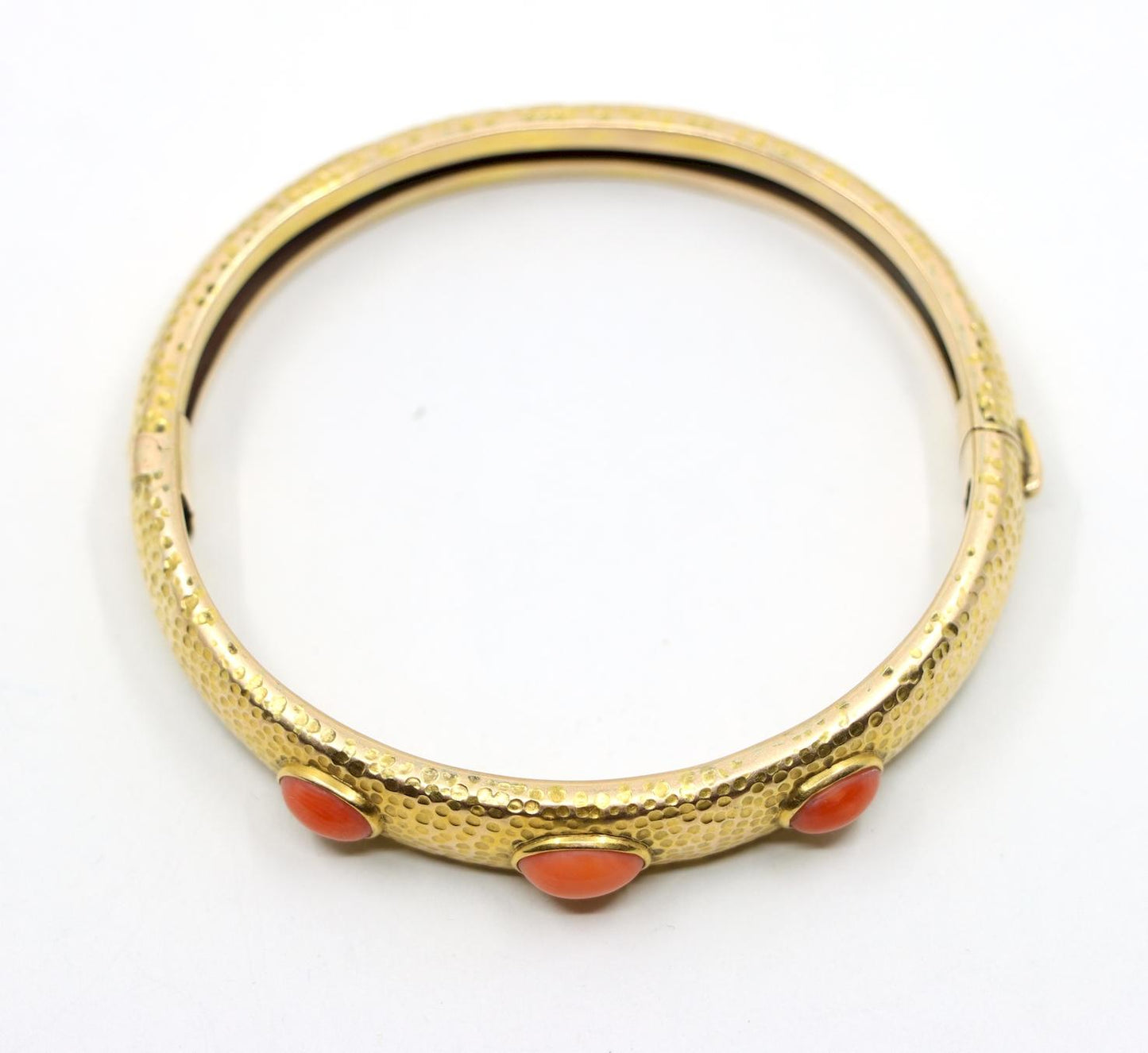 14K Gold Coral Bangle Bracelet