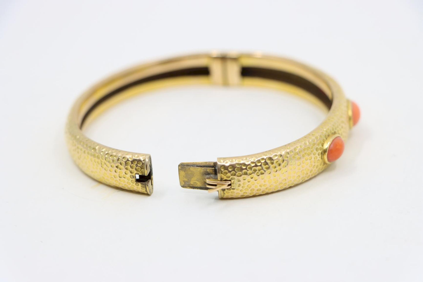 14K Gold Coral Bangle Bracelet