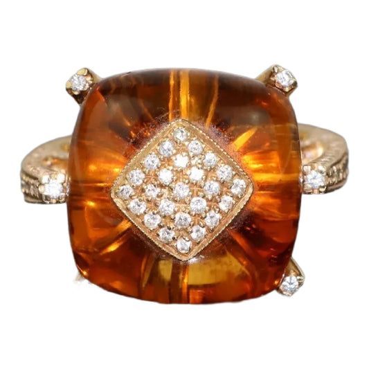 Io Si 18K Gold Diamond Citrine Cocktail Ring