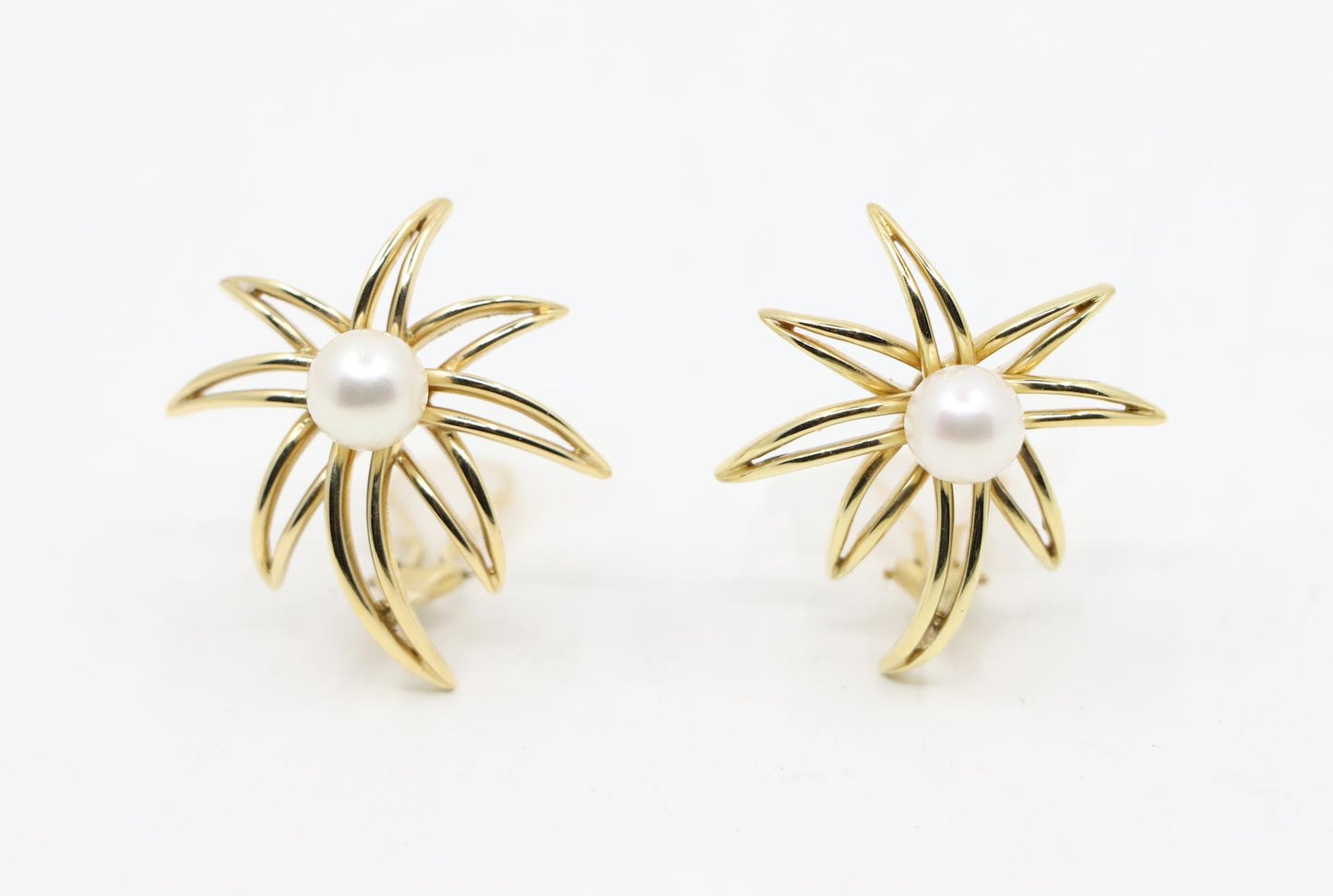 Tiffany & Co. 18K Gold & Pearl Firework Earrings