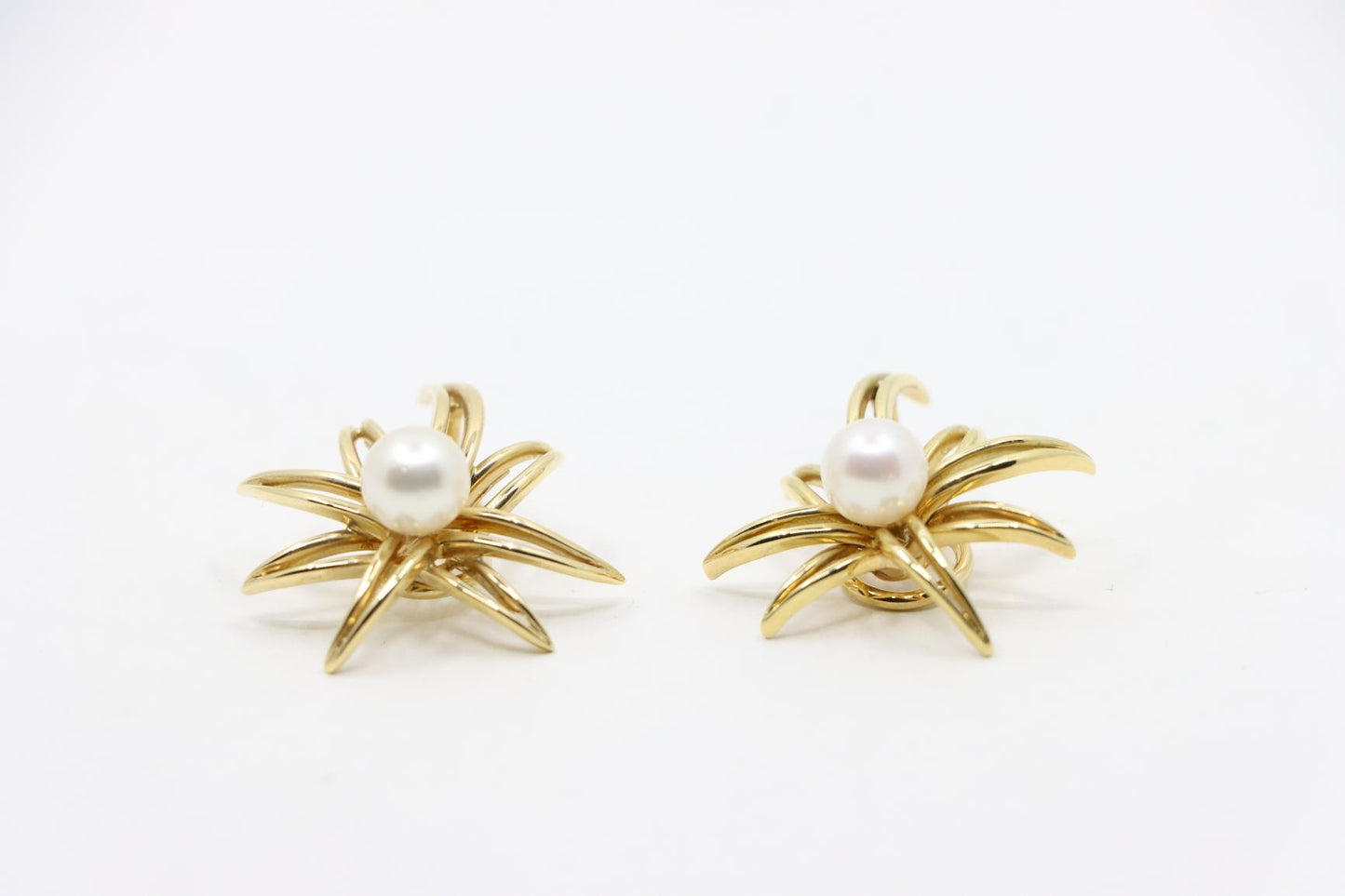 Tiffany & Co. 18K Gold & Pearl Firework Earrings