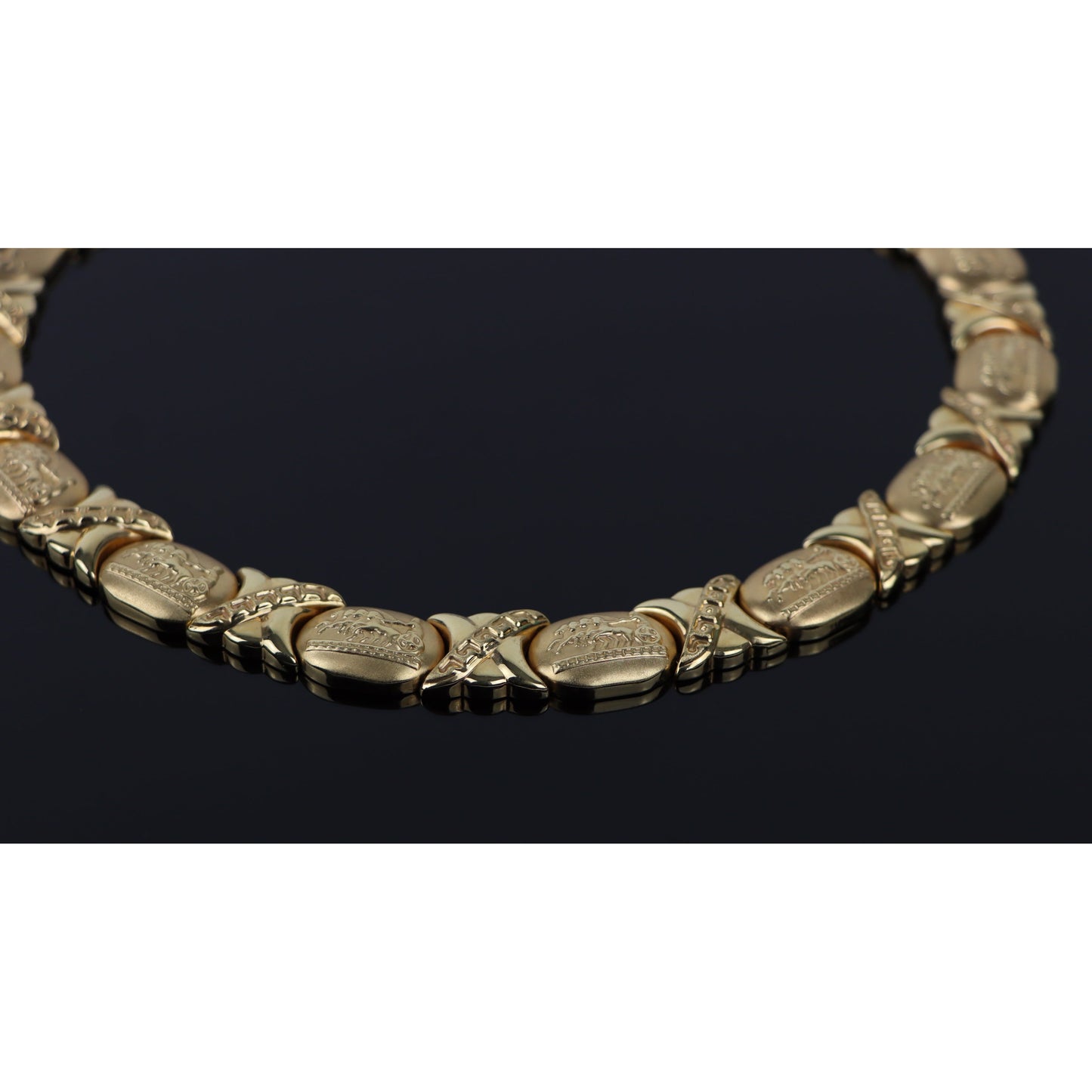 Vintage 14K Gold Motif Collar Necklace