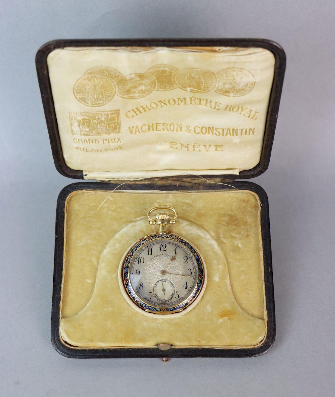 18K Gold Vacheron & Constantin Geneve Enamel Pocket Watch