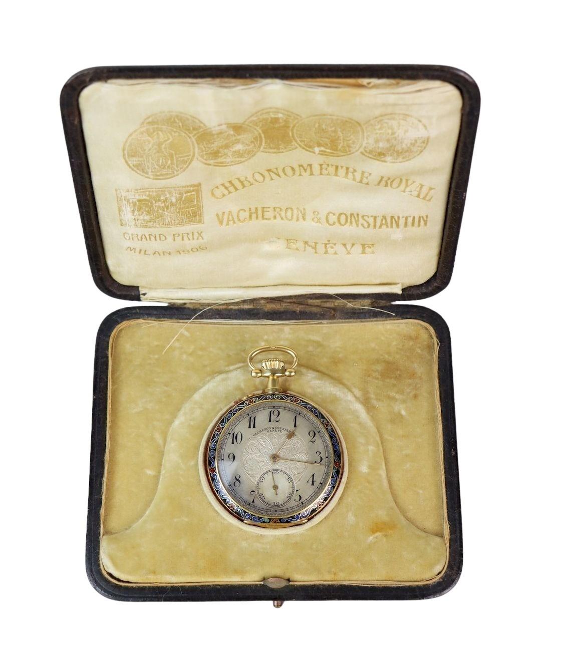 18K Gold Vacheron & Constantin Geneve Enamel Pocket Watch