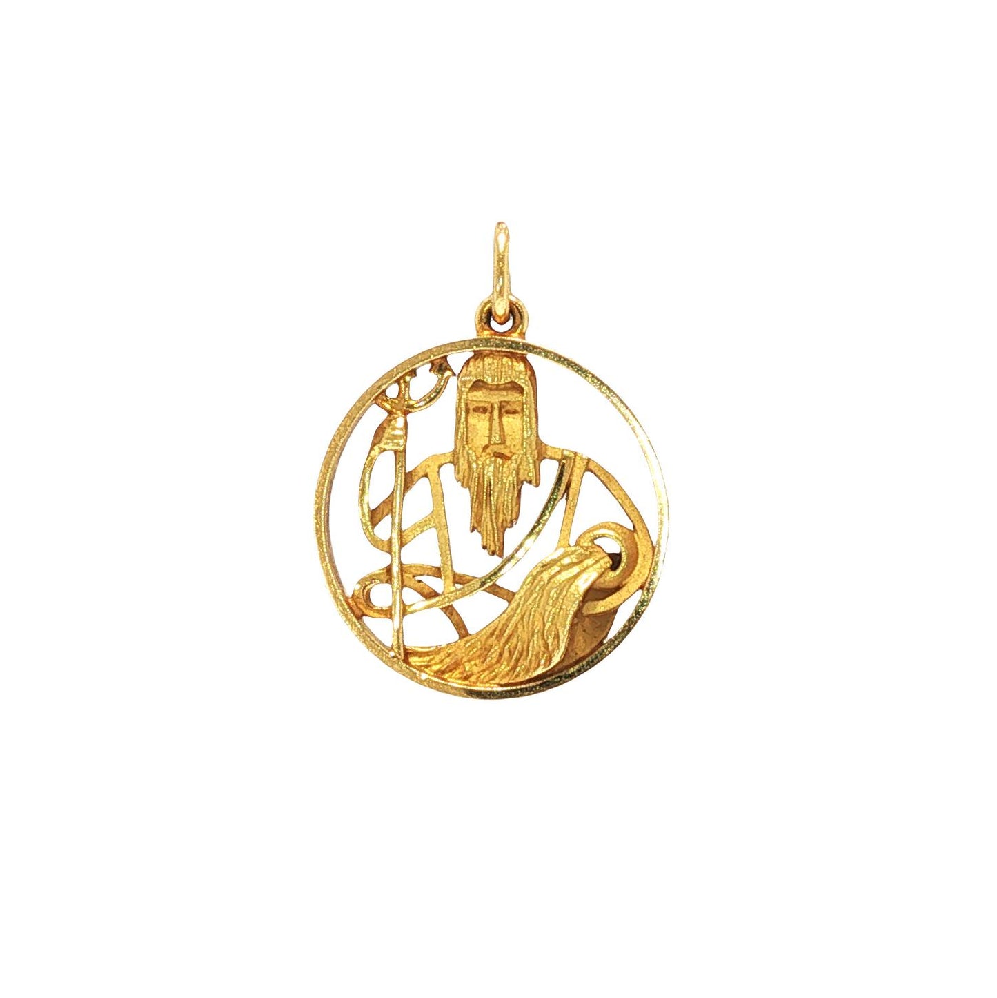Vintage Gubelin Swiss 18K Gold Poseidon Pendant