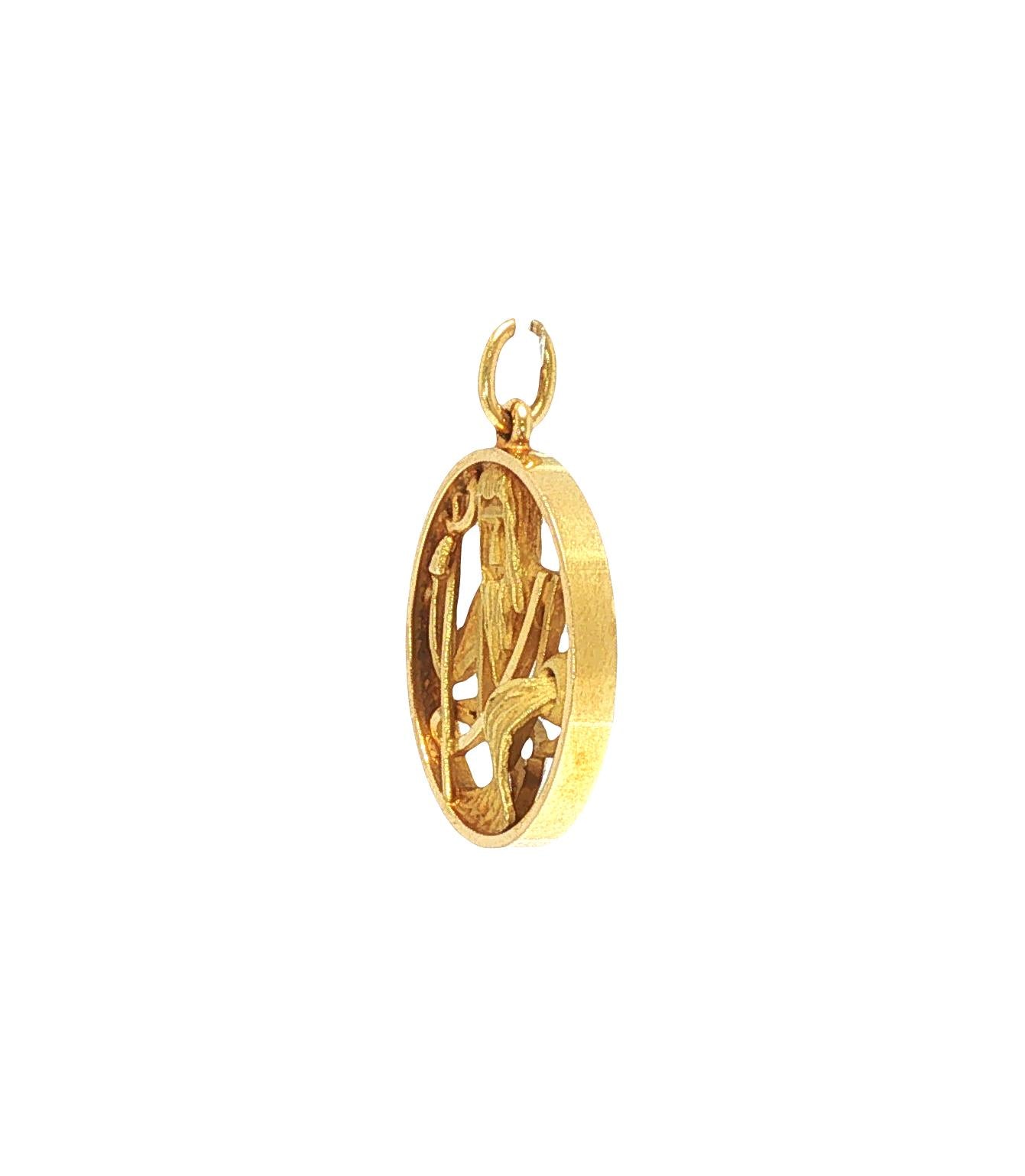 Vintage Gubelin Swiss 18K Gold Poseidon Pendant