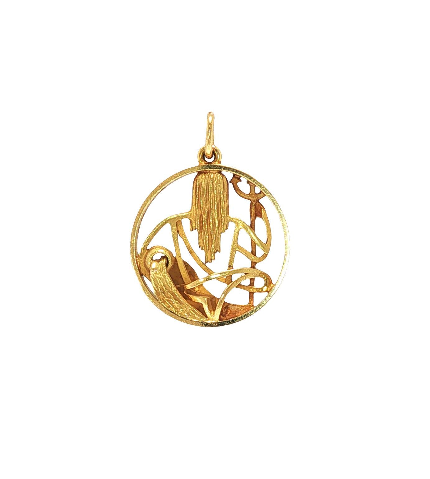 Vintage Gubelin Swiss 18K Gold Poseidon Pendant