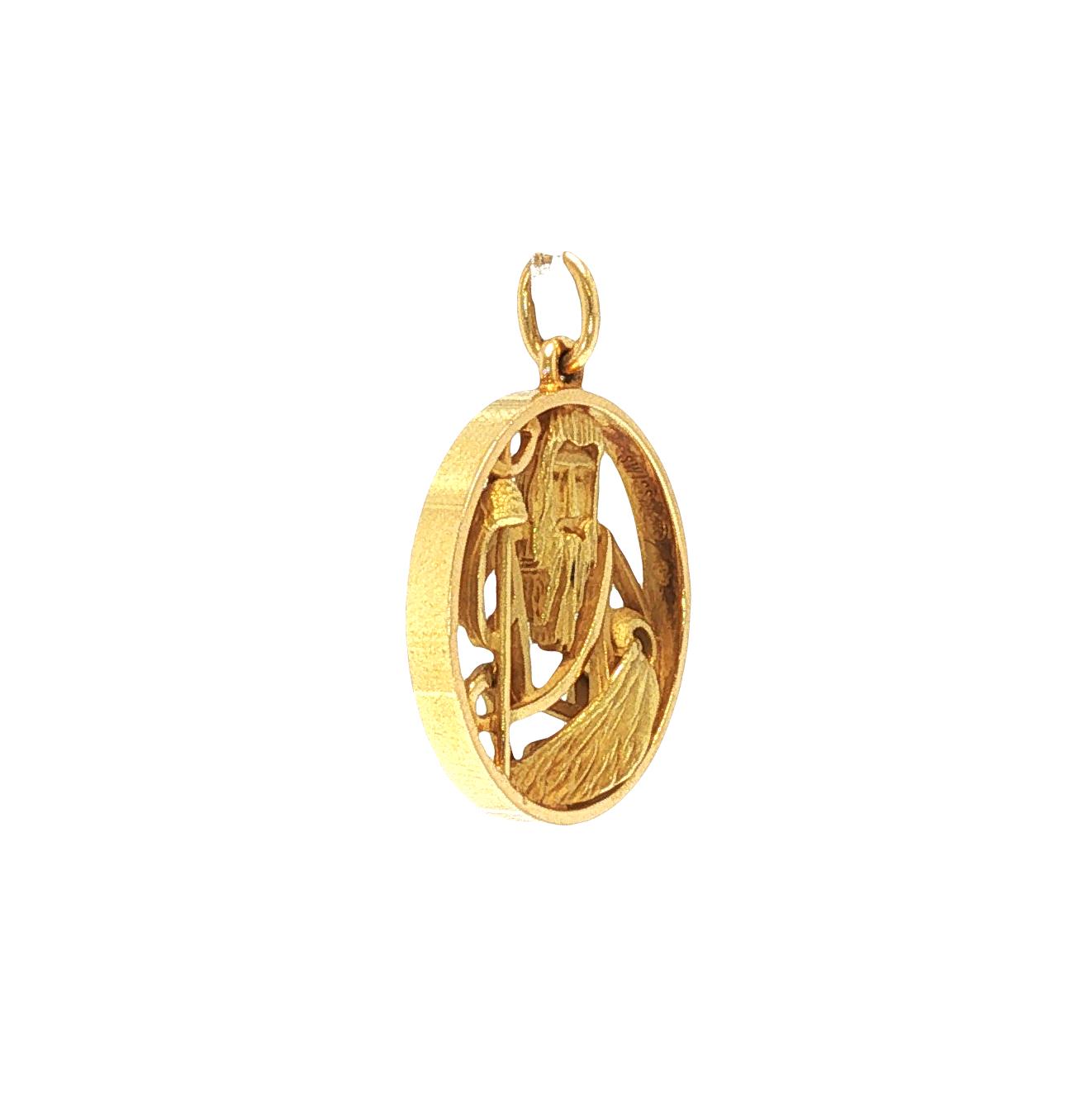 Vintage Gubelin Swiss 18K Gold Poseidon Pendant