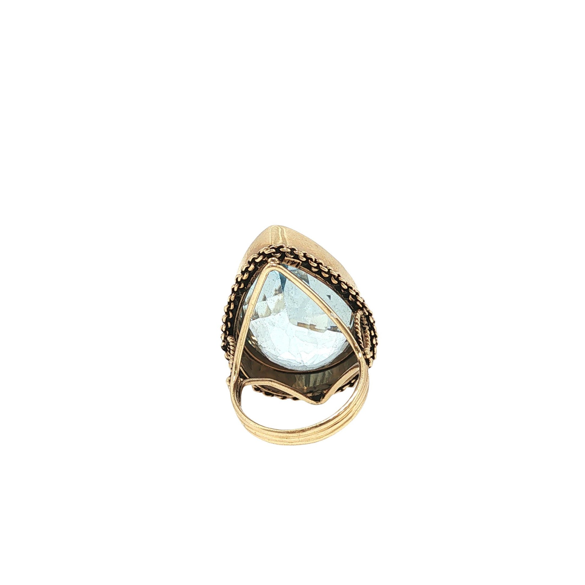 Large 14K Gold Aquamarine Ring