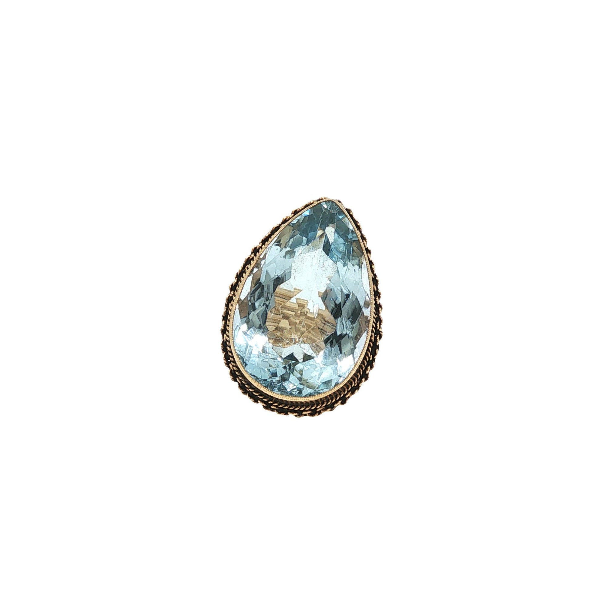 Large 14K Gold Aquamarine Ring