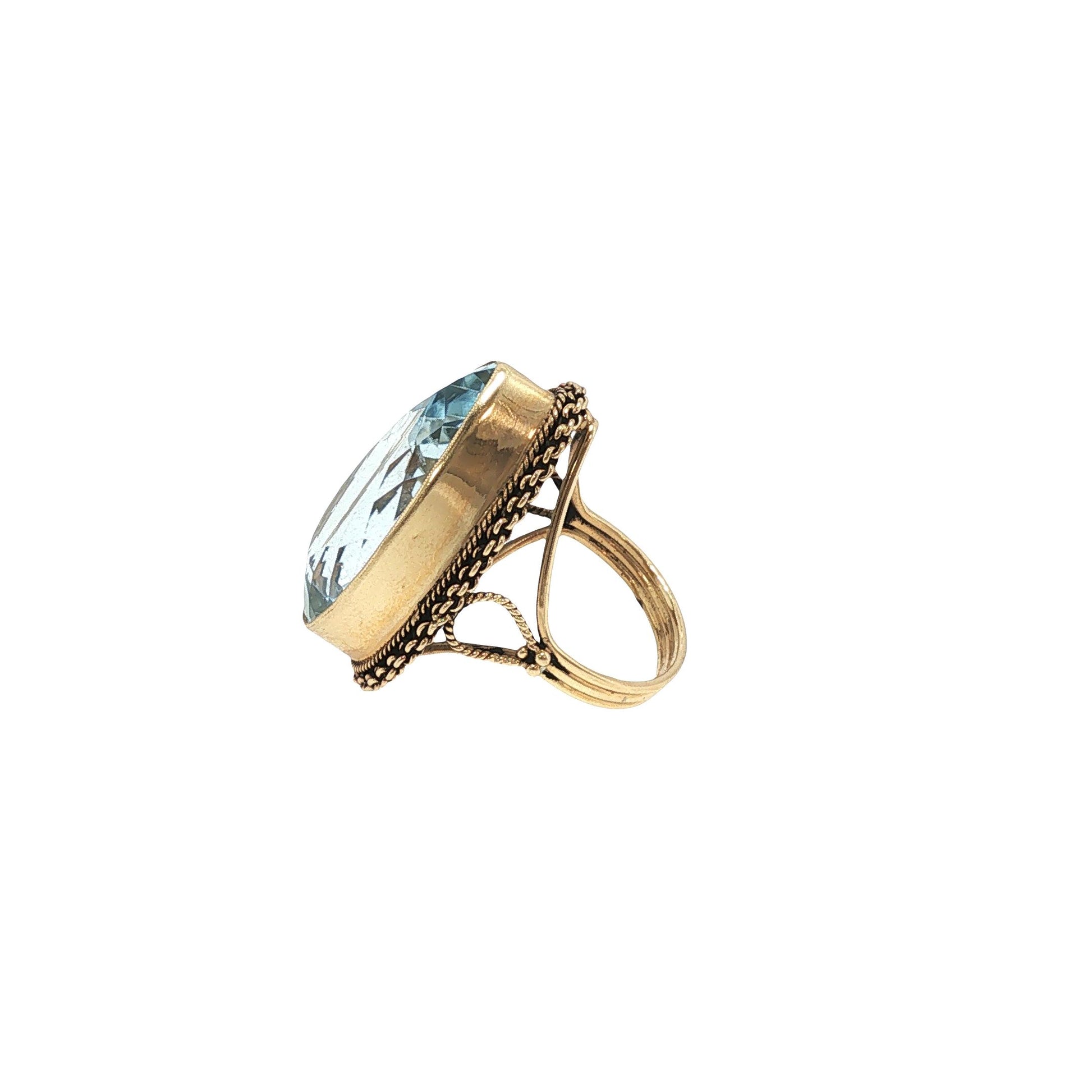 Large 14K Gold Aquamarine Ring