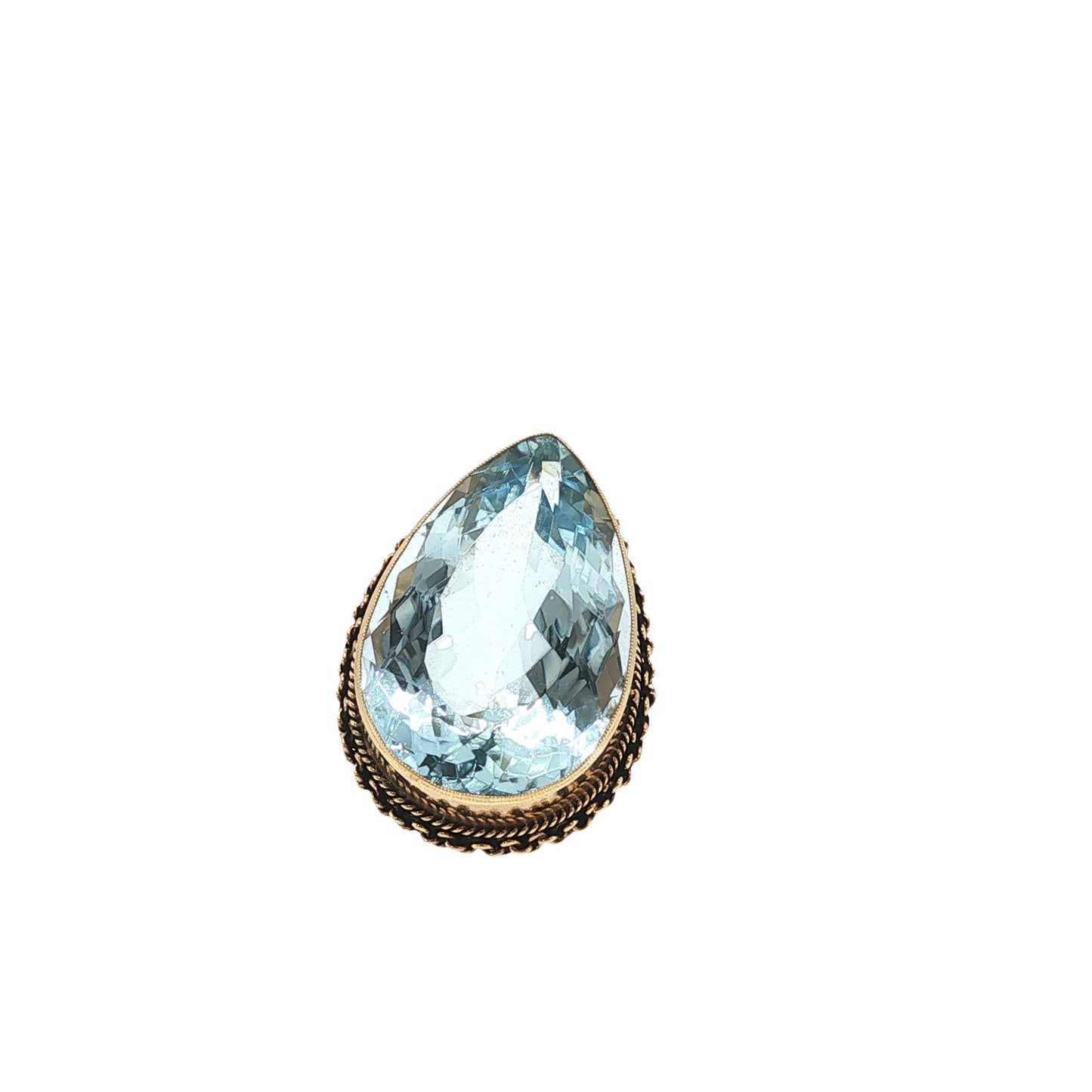 Large 14K Gold Aquamarine Ring