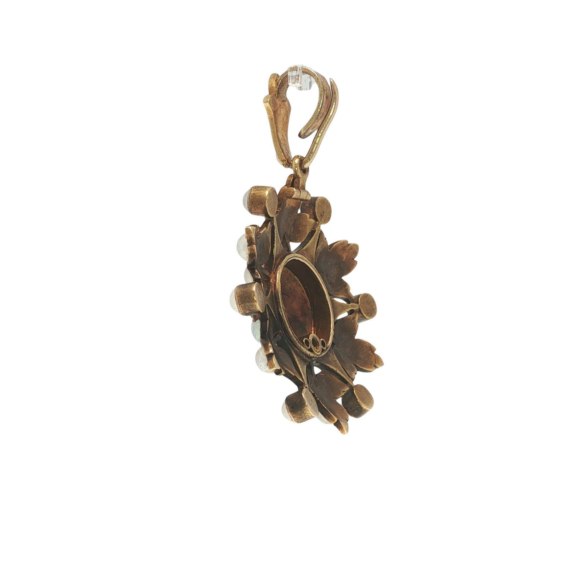 Victorian 14K Gold Pearl and Diamond Starburst Pendant