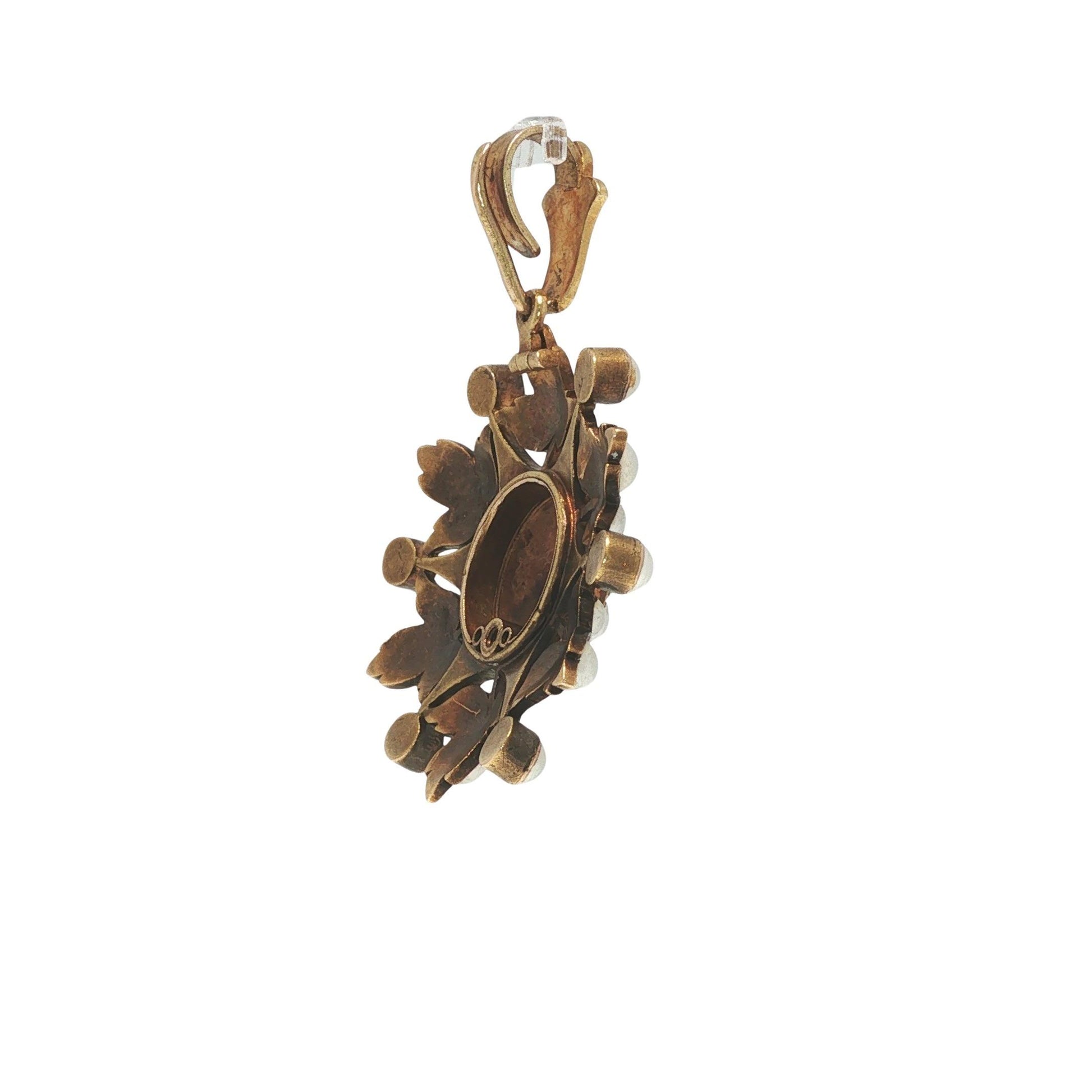 Victorian 14K Gold Pearl and Diamond Starburst Pendant