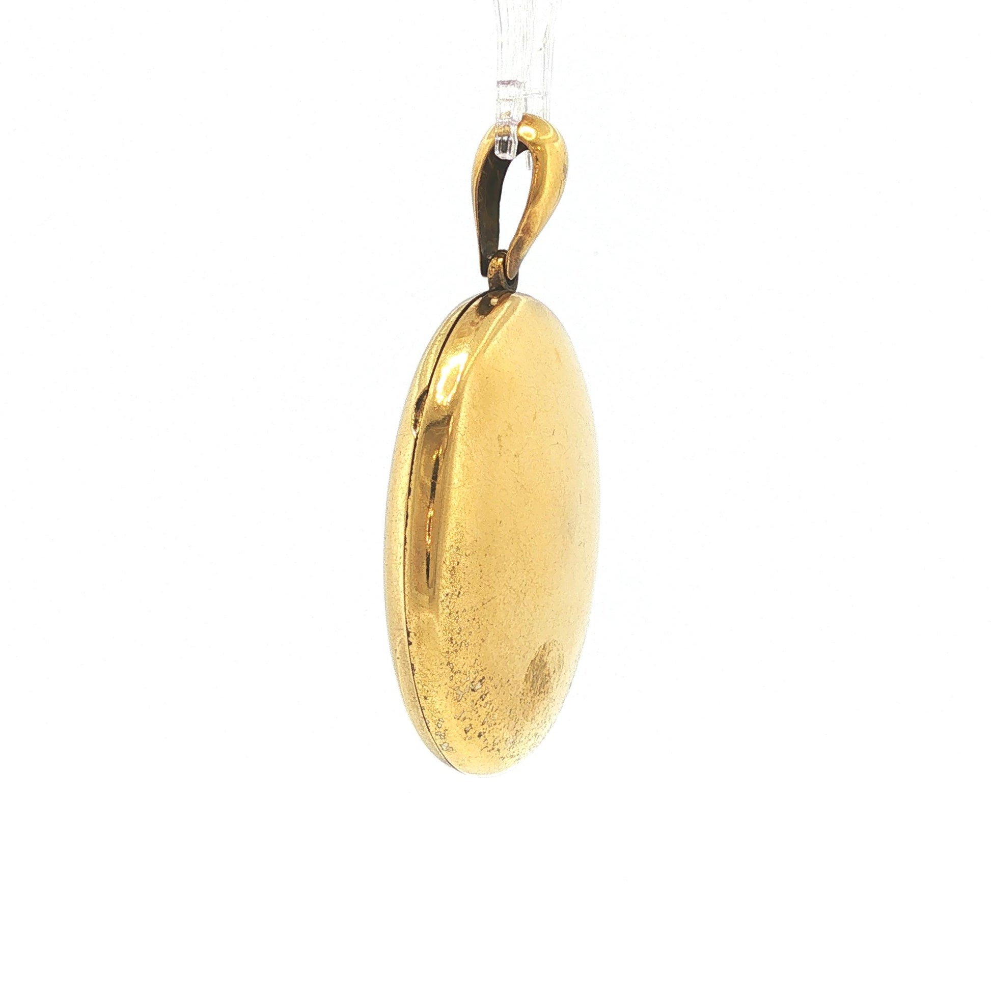 Victorian 14K Gold Seed Pearl & Antique-Cut Red Stone Locket Pendant
