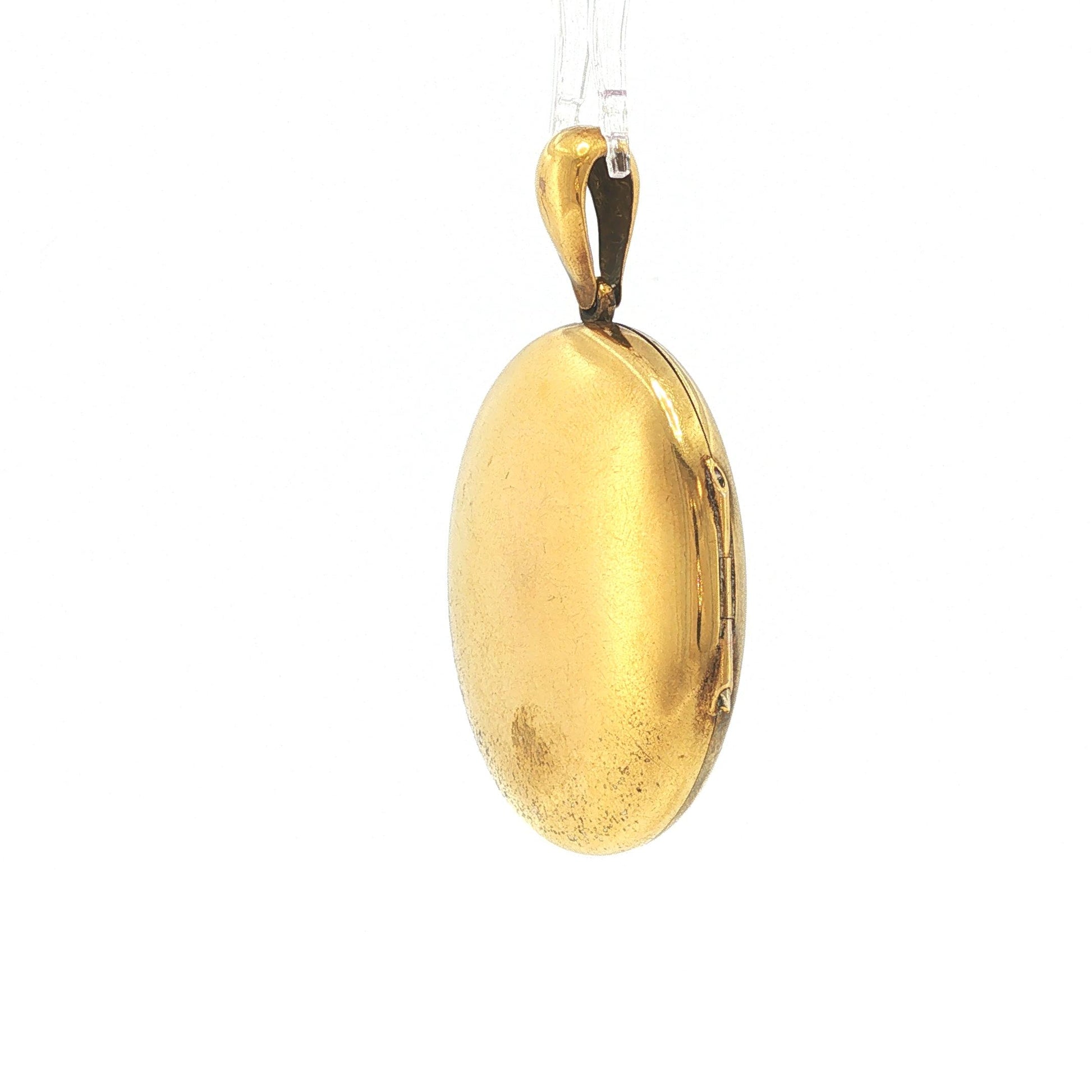 Victorian 14K Gold Seed Pearl & Antique-Cut Red Stone Locket Pendant