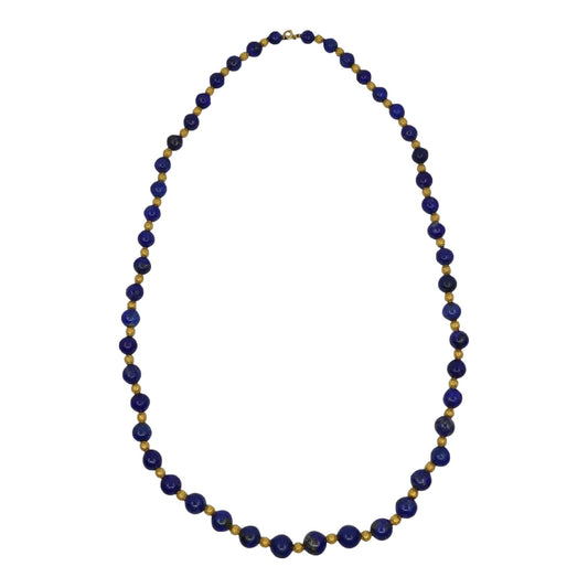 Vintage 14K Gold Lapis Beads Necklace