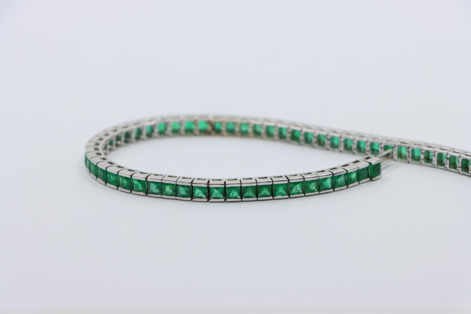 Vintage 14K White Gold Emerald Bracelet