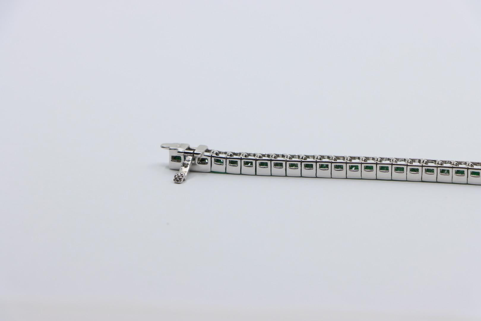 Vintage 14K White Gold Emerald Bracelet