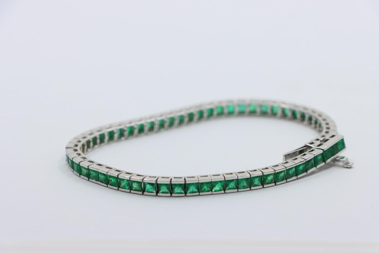 Vintage 14K White Gold Emerald Bracelet