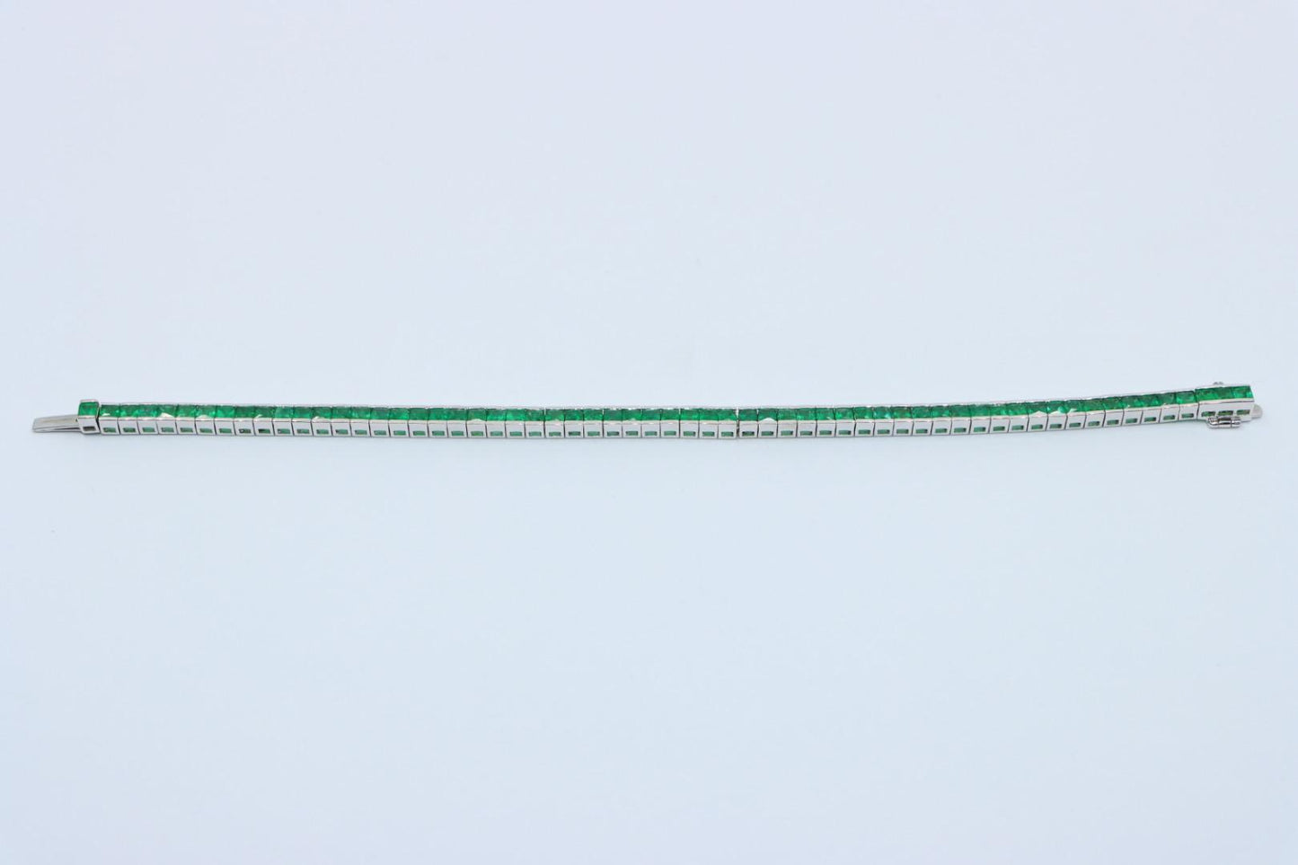 Vintage 14K White Gold Emerald Bracelet