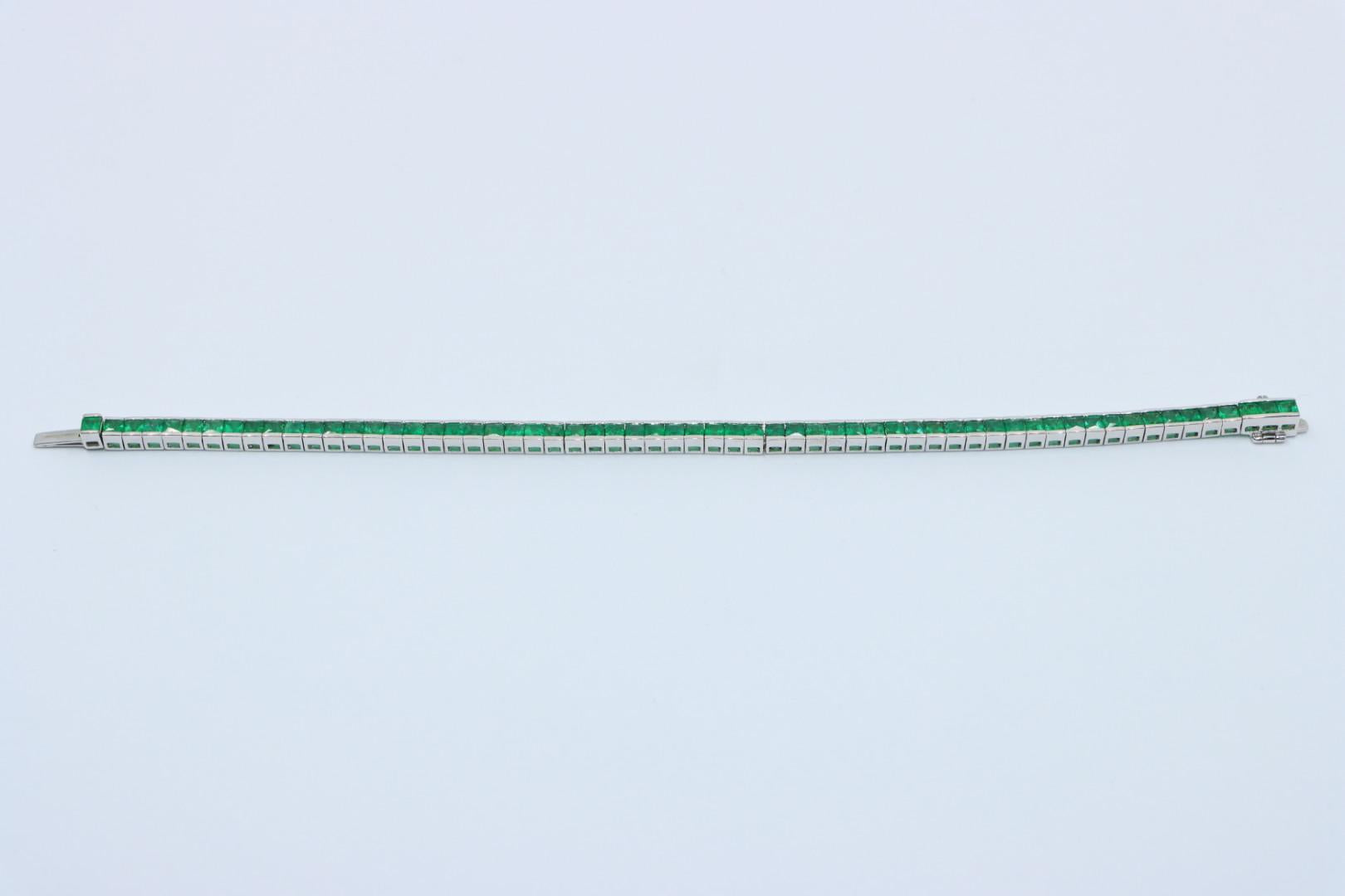 Vintage 14K White Gold Emerald Bracelet