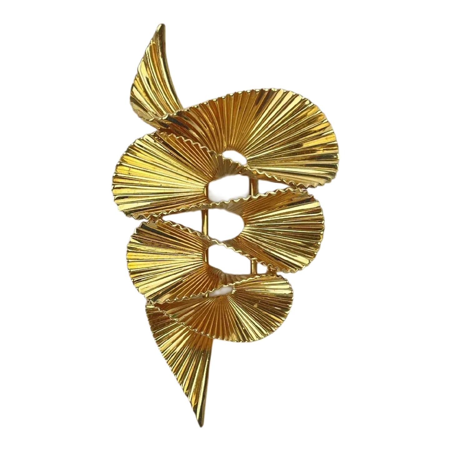 Vintage Retro Tiffany & Co. 14k Gold Swirl Brooch Pin