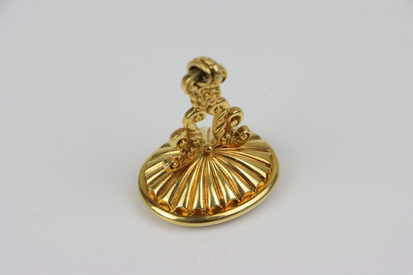 18K Gold Blood Stone Seal Fob Pendant