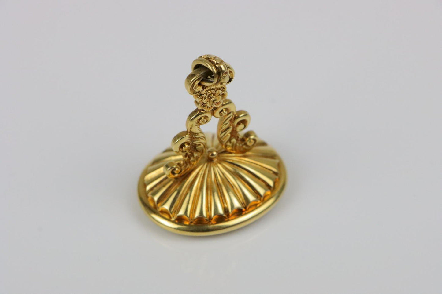 18K Gold Blood Stone Seal Fob Pendant