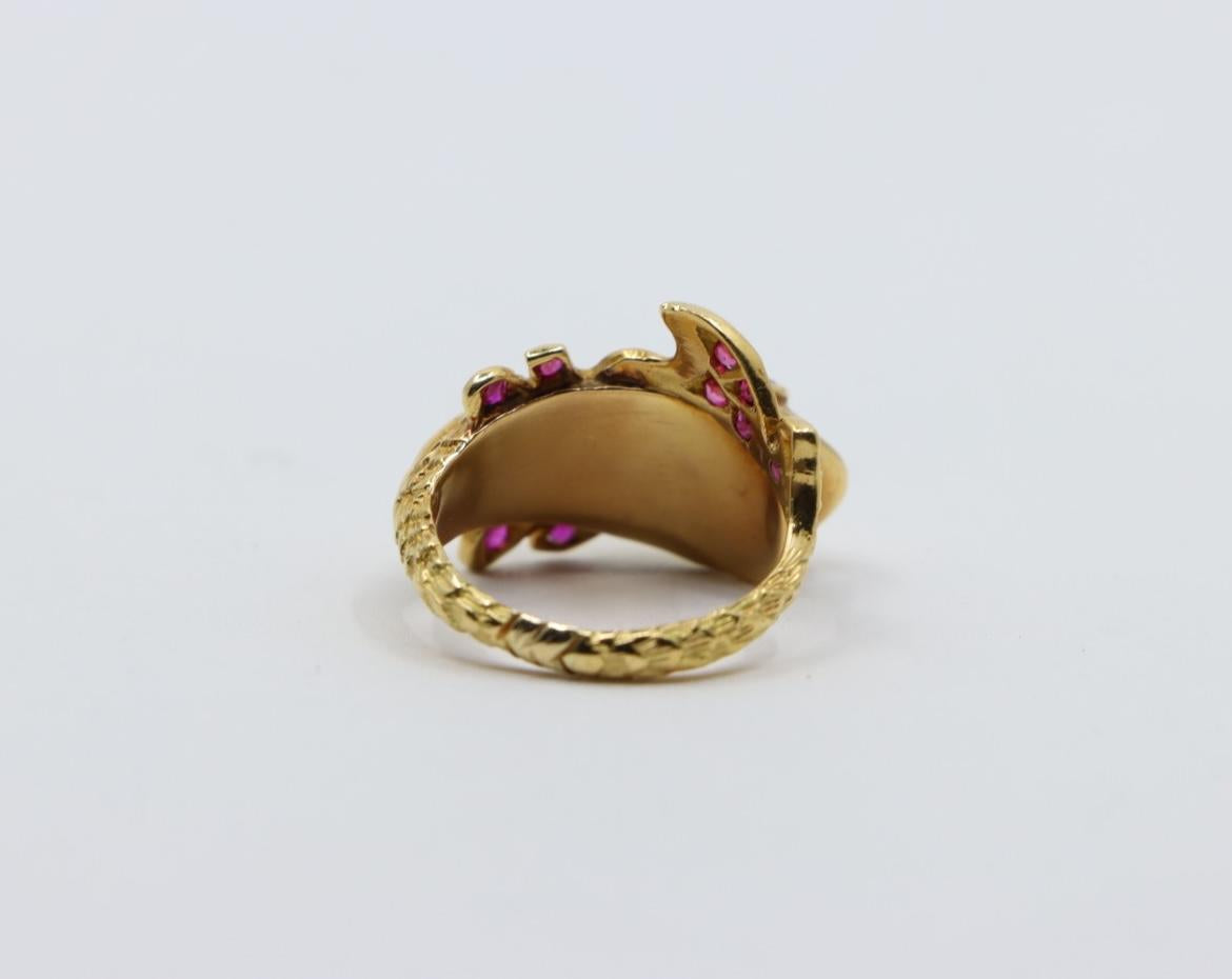 14K Gold Ruby Diamond Fish Ring