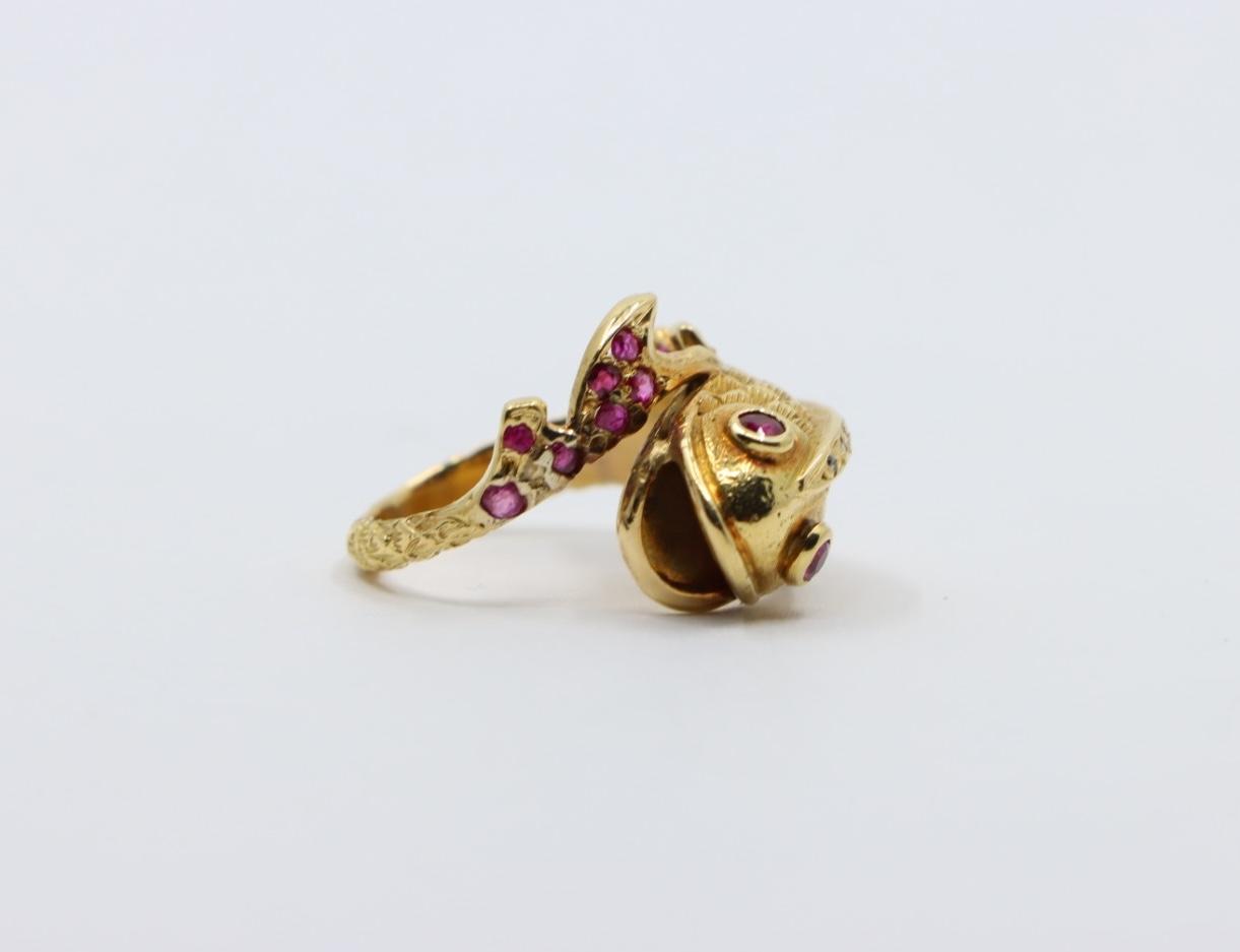 14K Gold Ruby Diamond Fish Ring