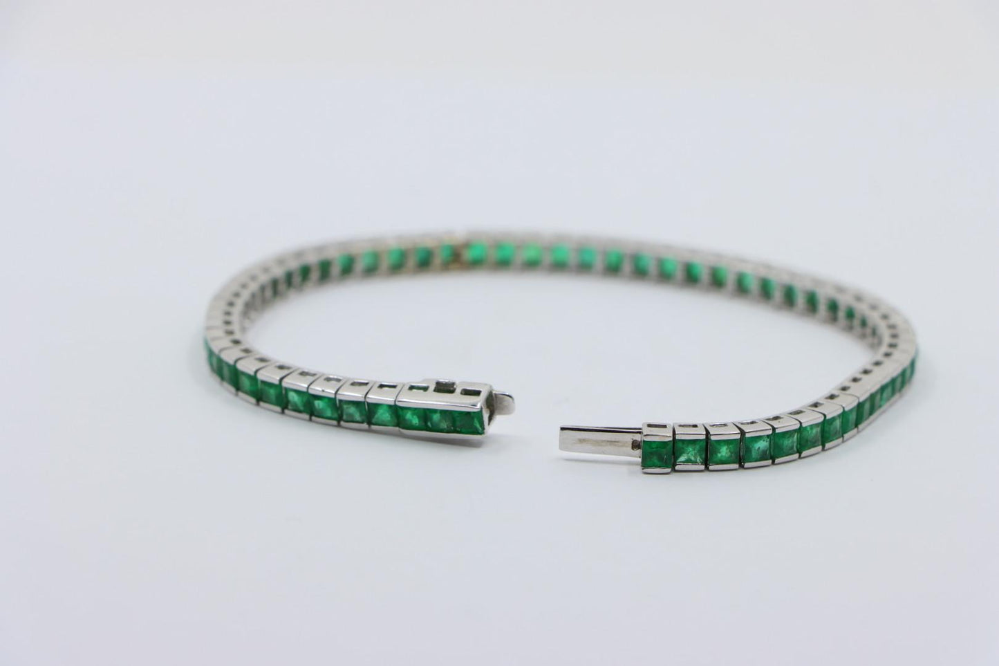 Vintage 14K White Gold Emerald Bracelet