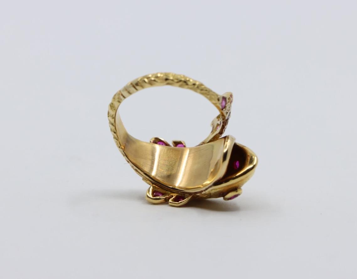 14K Gold Ruby Diamond Fish Ring