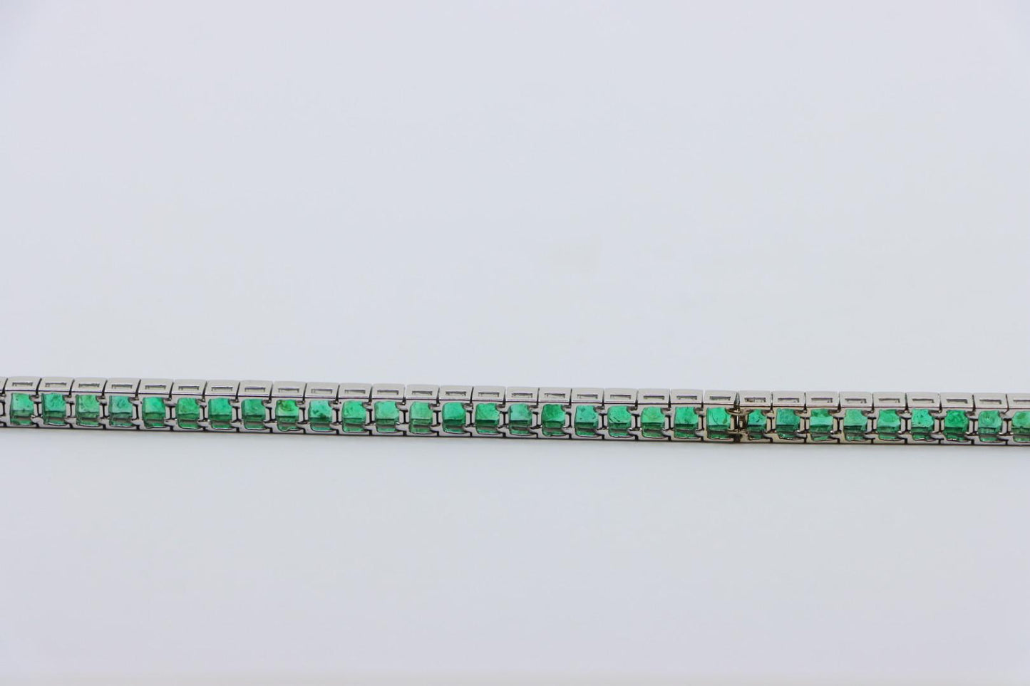 Vintage 14K White Gold Emerald Bracelet