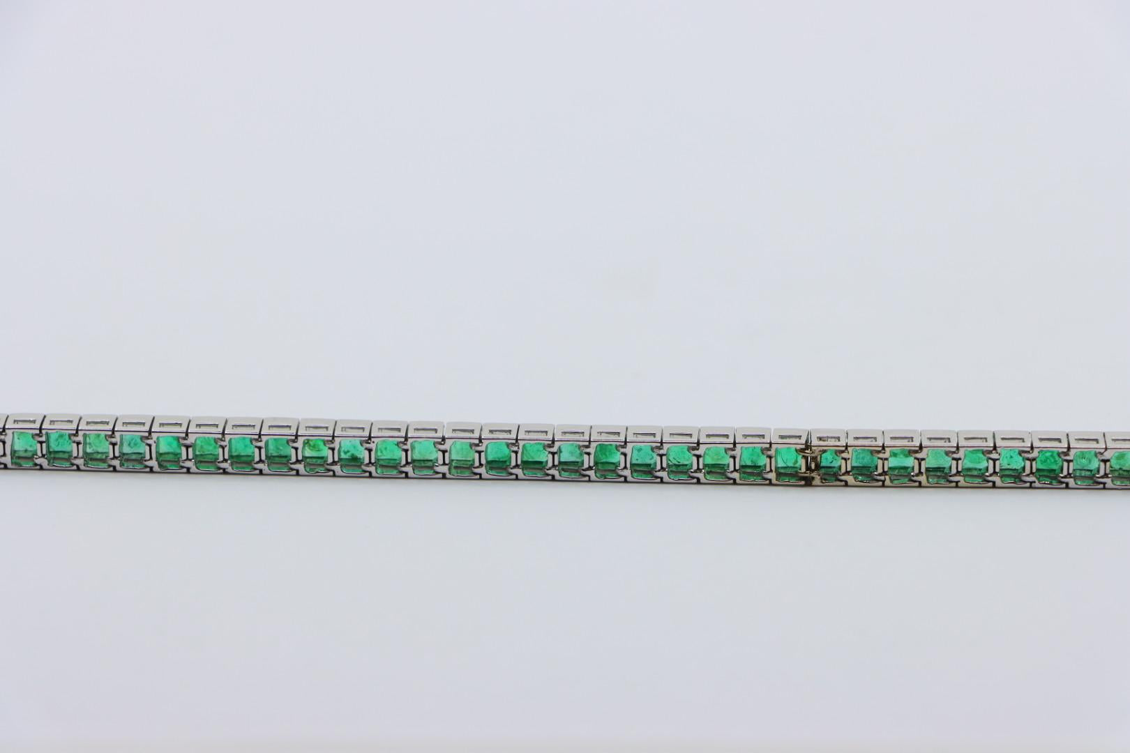 Vintage 14K White Gold Emerald Bracelet