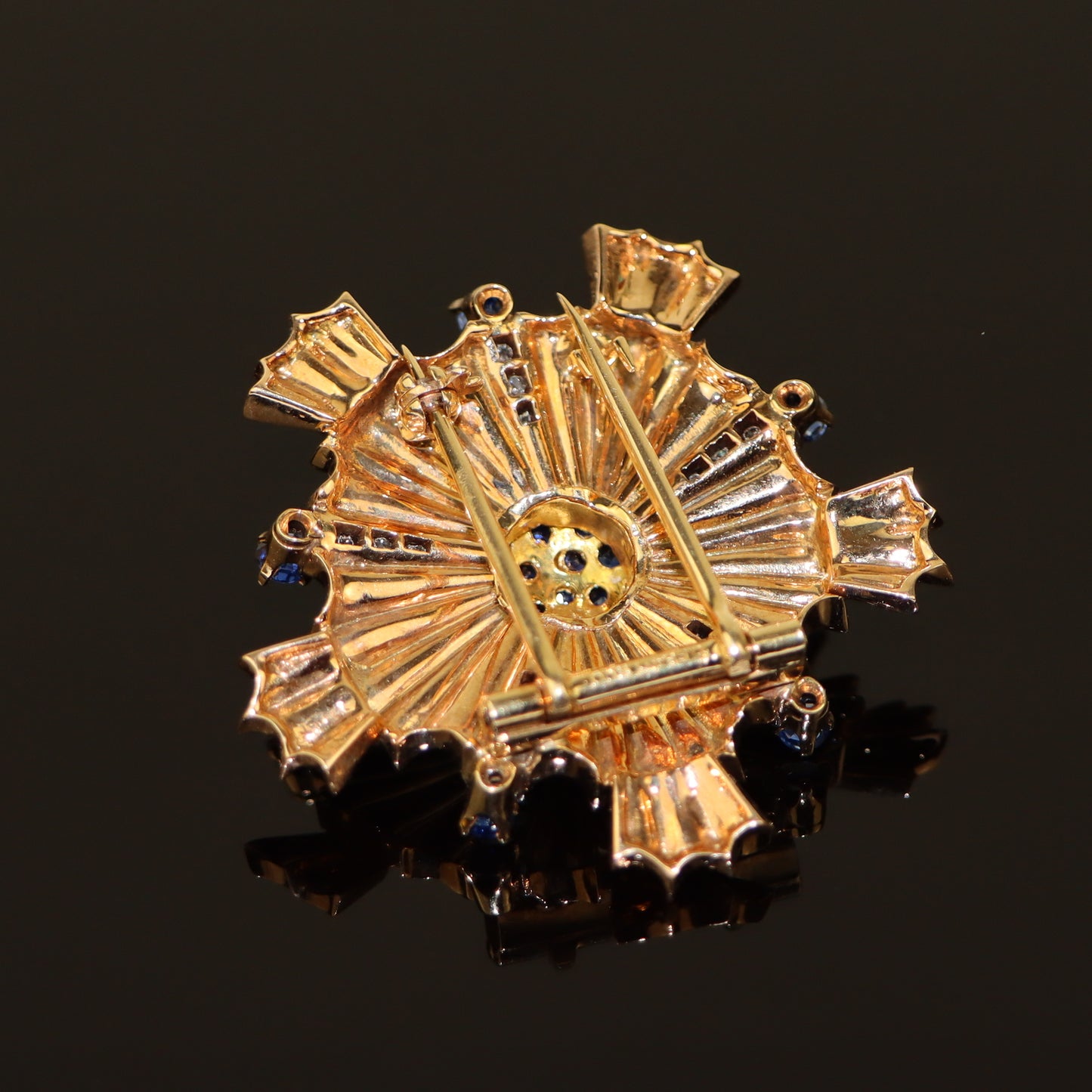 Retro Tiffany & Co. Diamond and Sapphire Starburst Brooch Pin