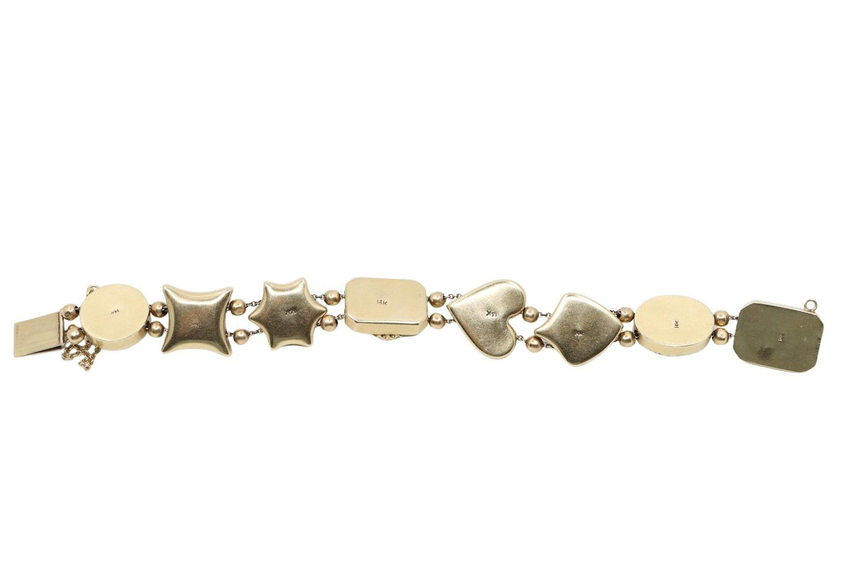14K Gold Victorian Revival Multi-gemstone Slide Bracelet