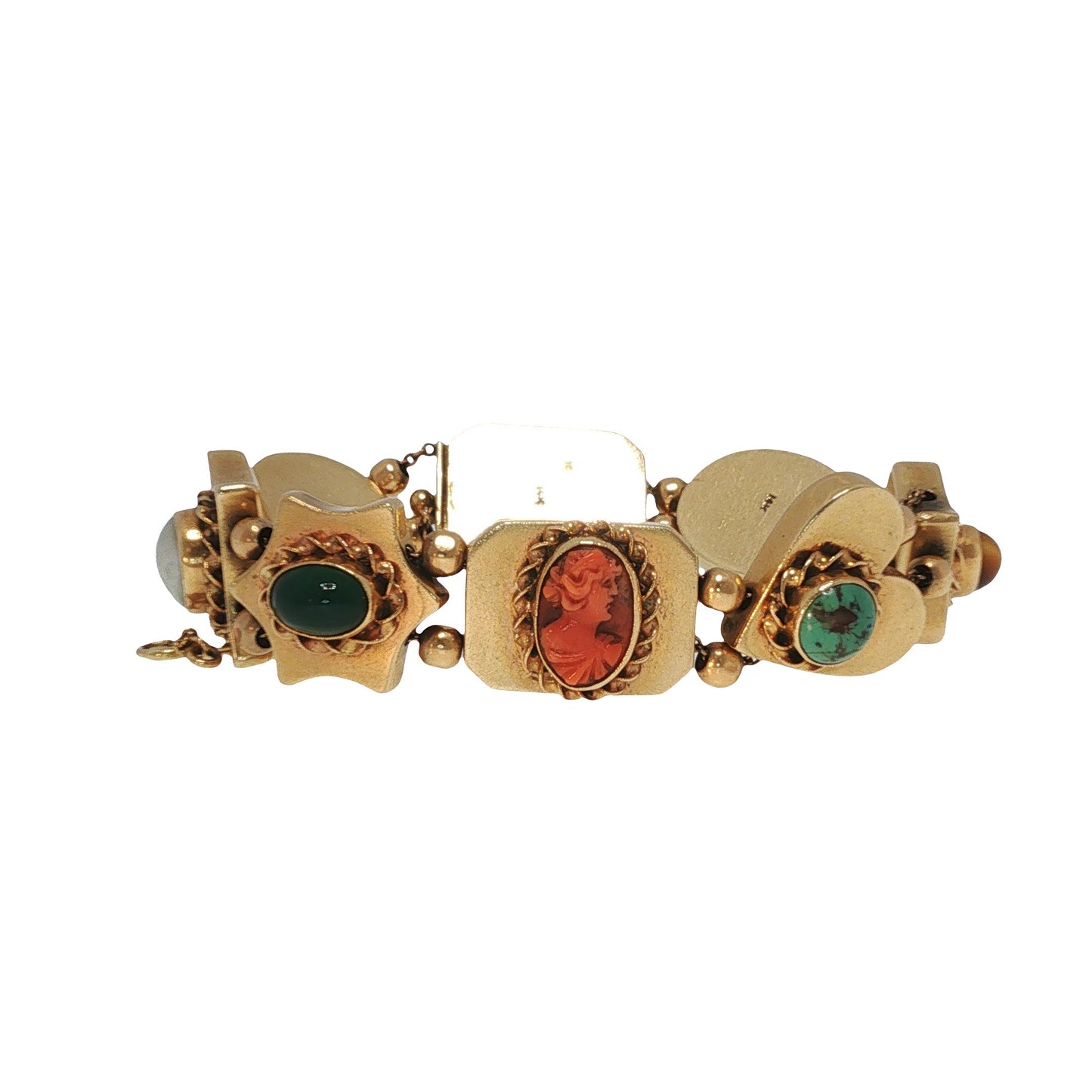 14K Gold Victorian Revival Multi-gemstone Slide Bracelet