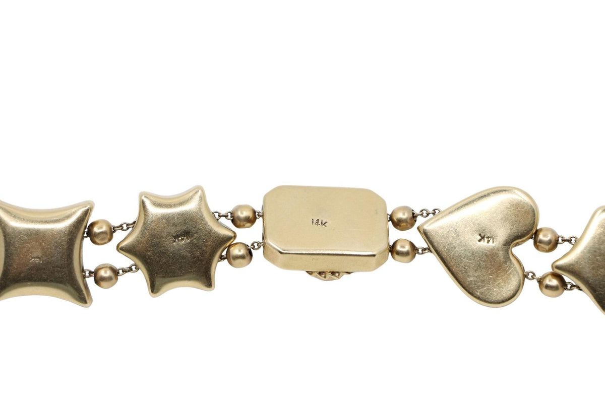 14K Gold Victorian Revival Multi-gemstone Slide Bracelet