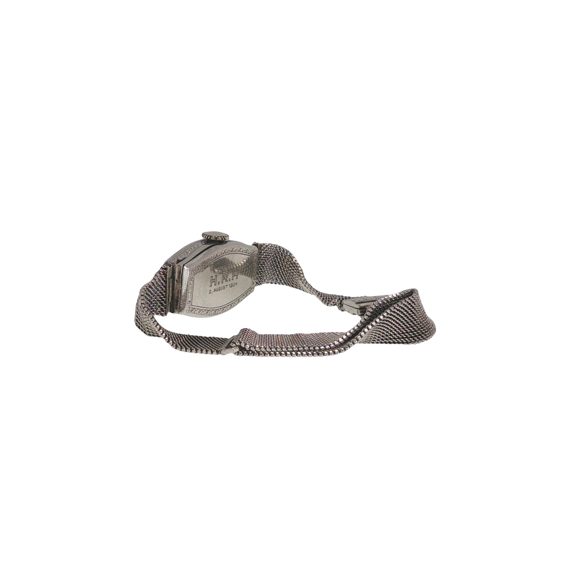 Art Deco Platinum and Diamond Watch Mesh Bracelet