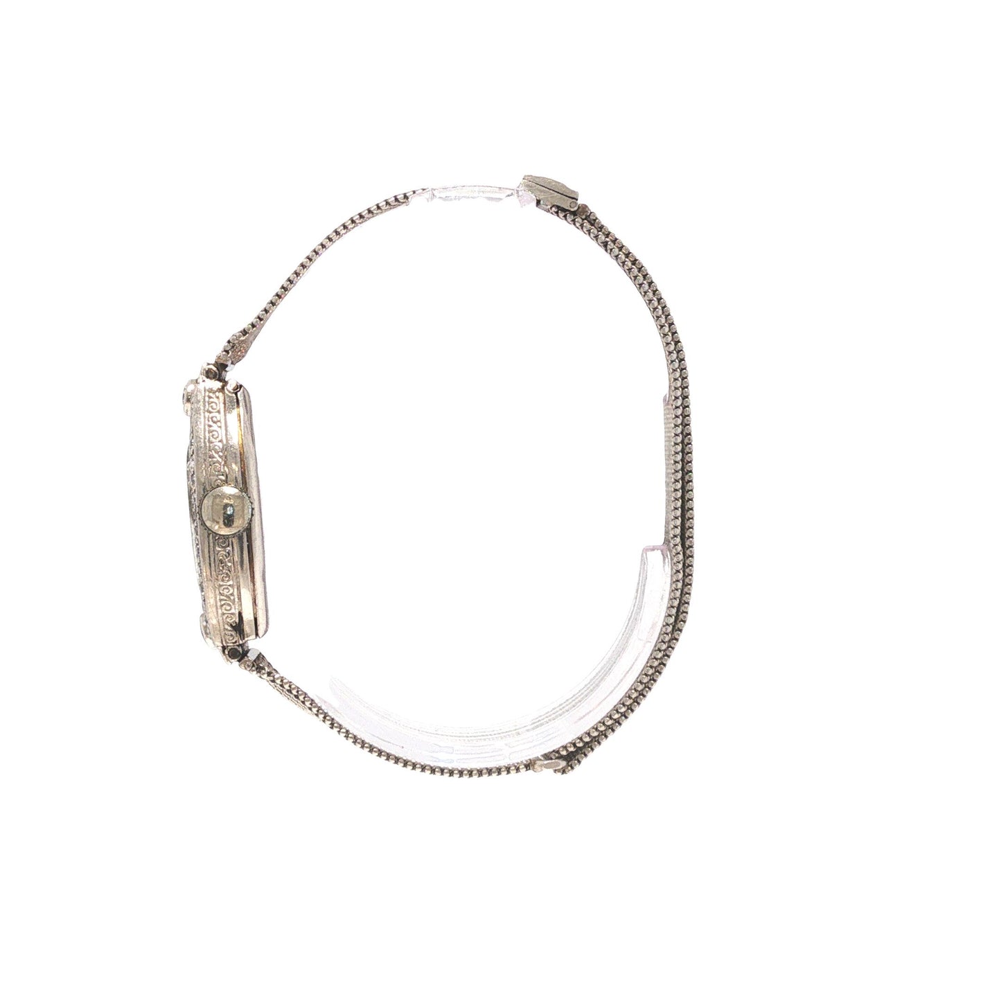 Art Deco Platinum and Diamond Watch Mesh Bracelet