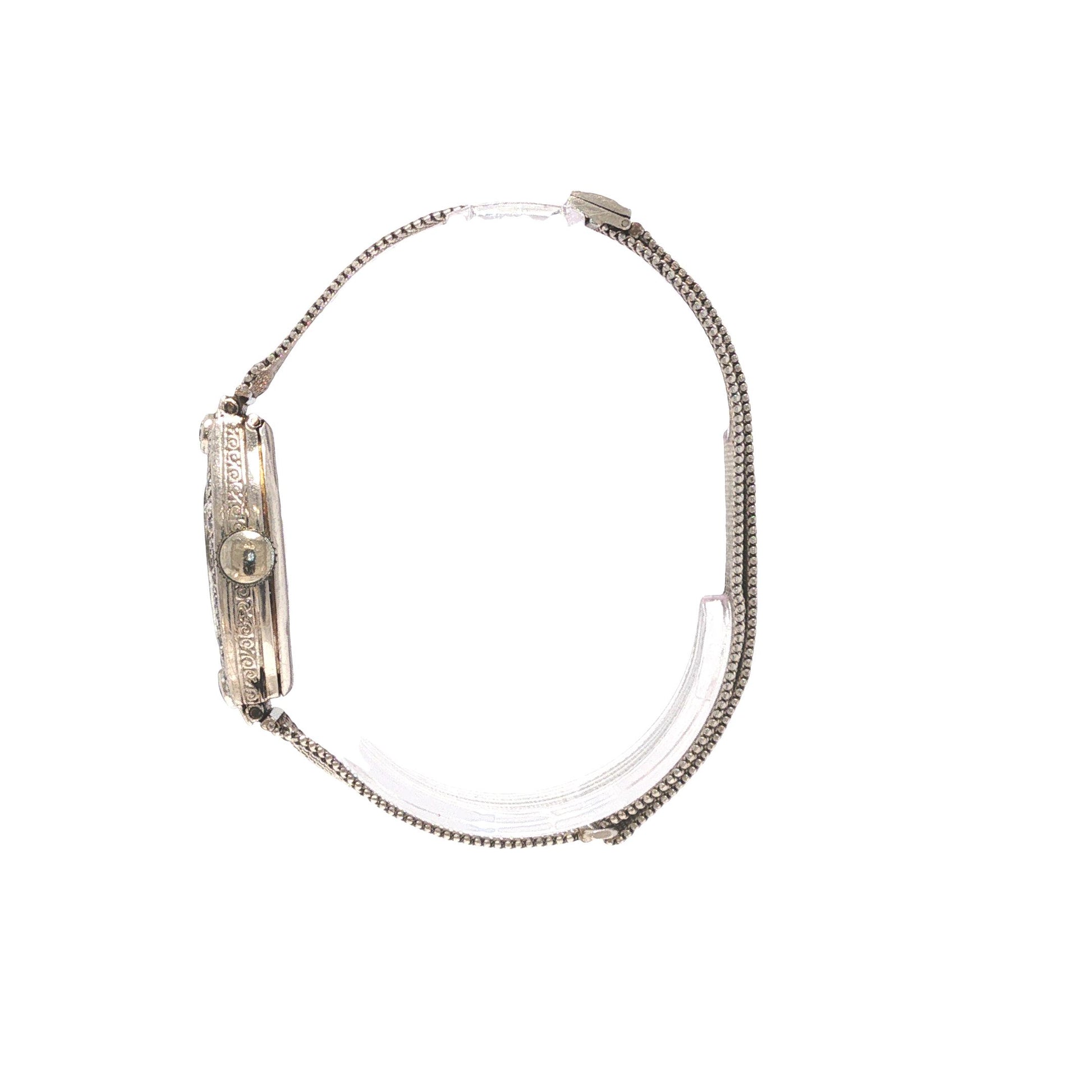 Art Deco Platinum and Diamond Watch Mesh Bracelet