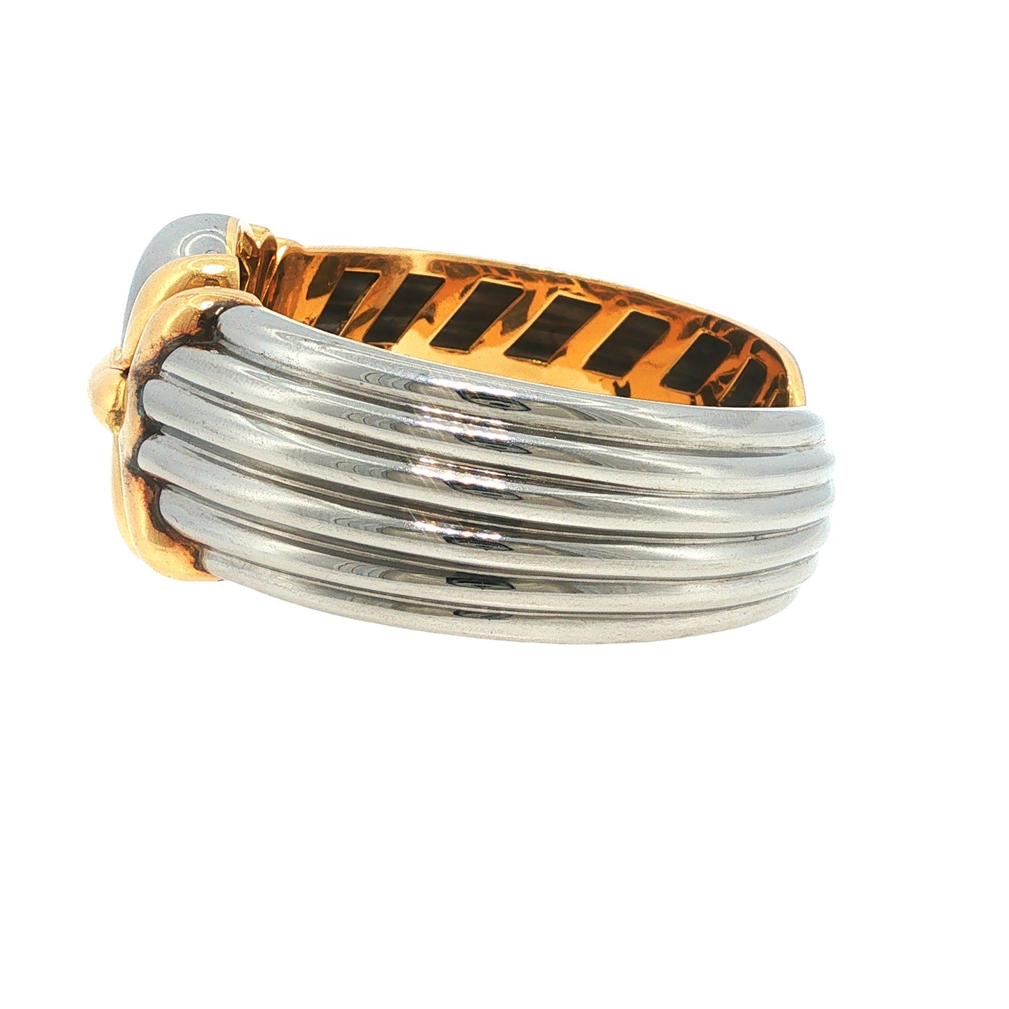 Vintage Bulgari 18K Yellow Gold & Stainless Steel Cuff Bracelet