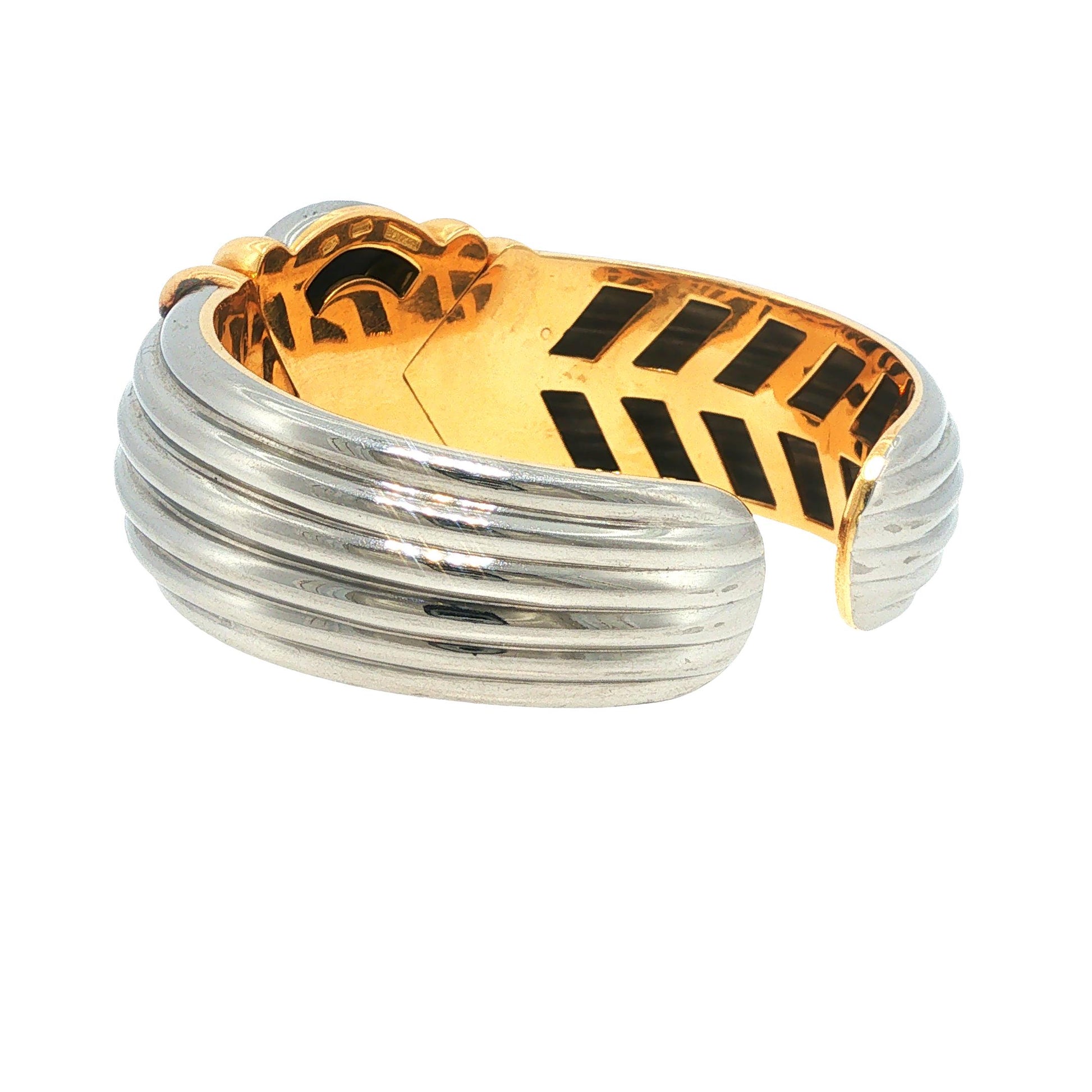 Vintage Bulgari 18K Yellow Gold & Stainless Steel Cuff Bracelet