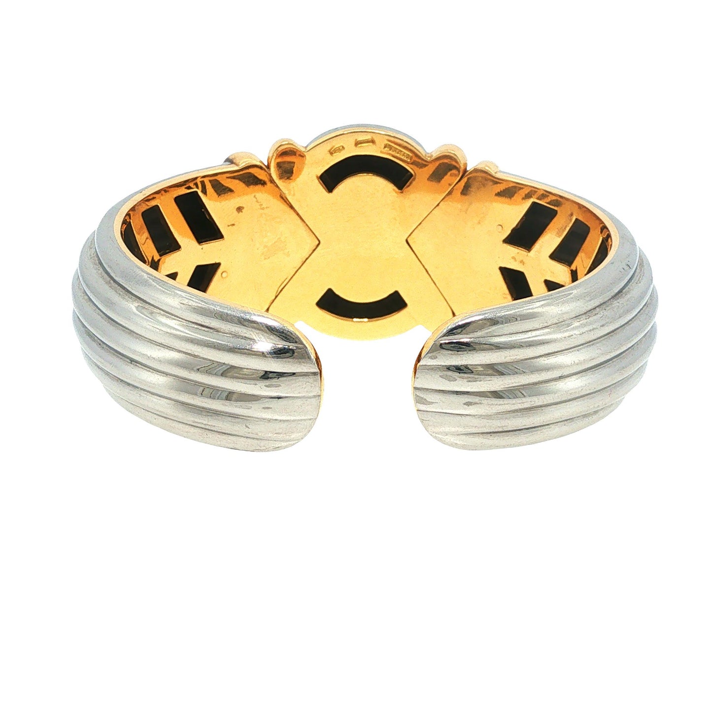 Vintage Bulgari 18K Yellow Gold & Stainless Steel Cuff Bracelet